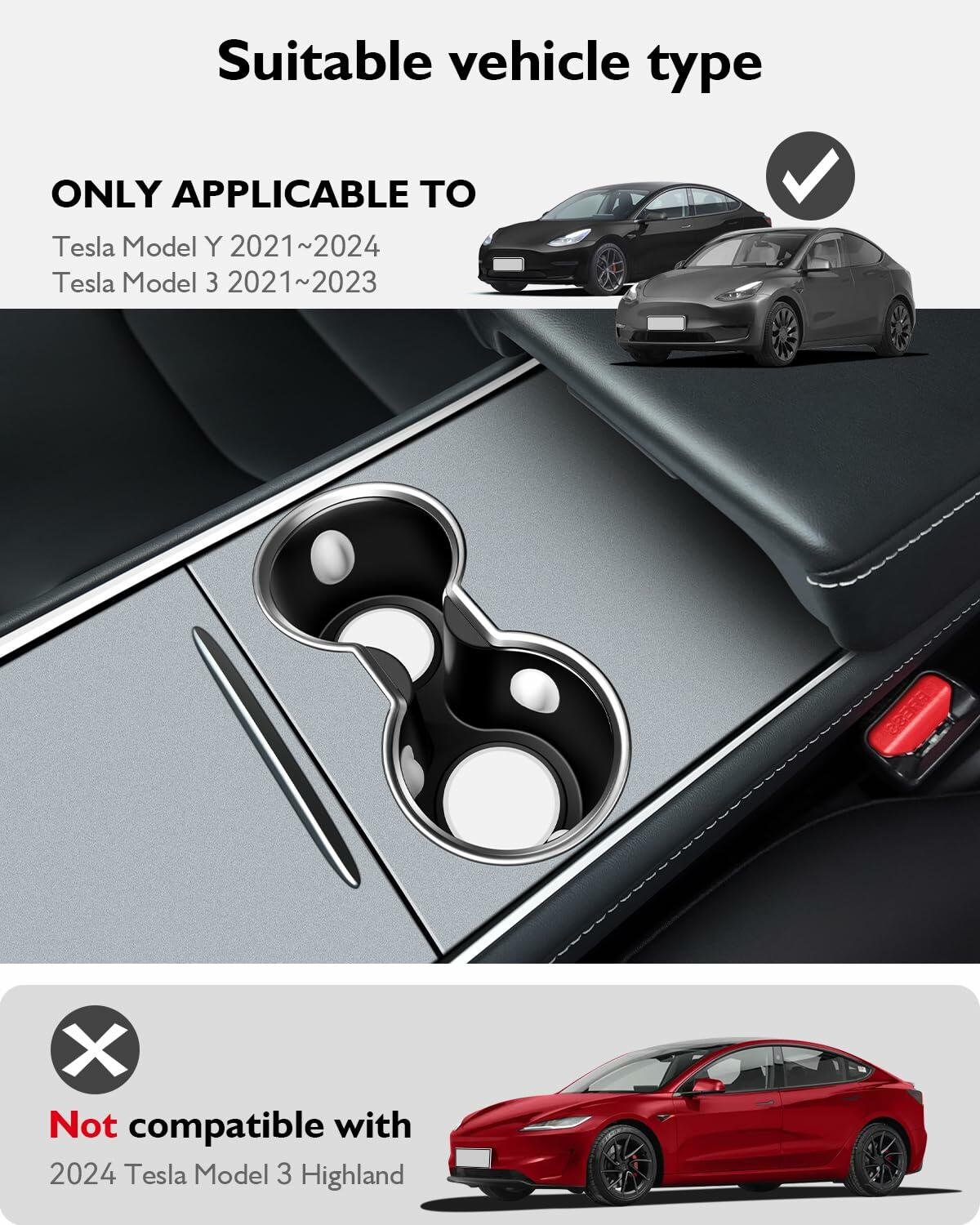 SUMK Cup Holder Insert for Tesla Model Y 2024 2025 Model 3 2023-2021 White