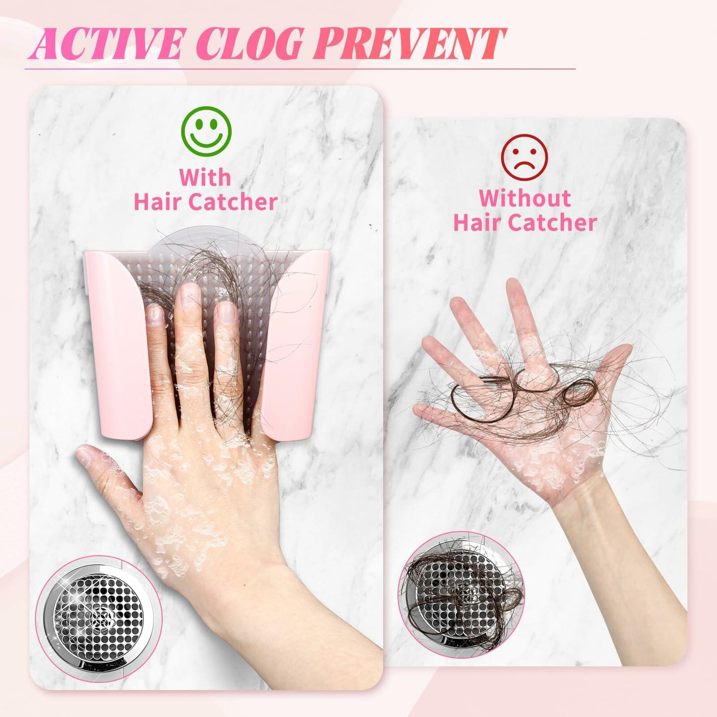 Shower Hair Catcher Drain Protector Trap Easy Clean Removable Bathroom