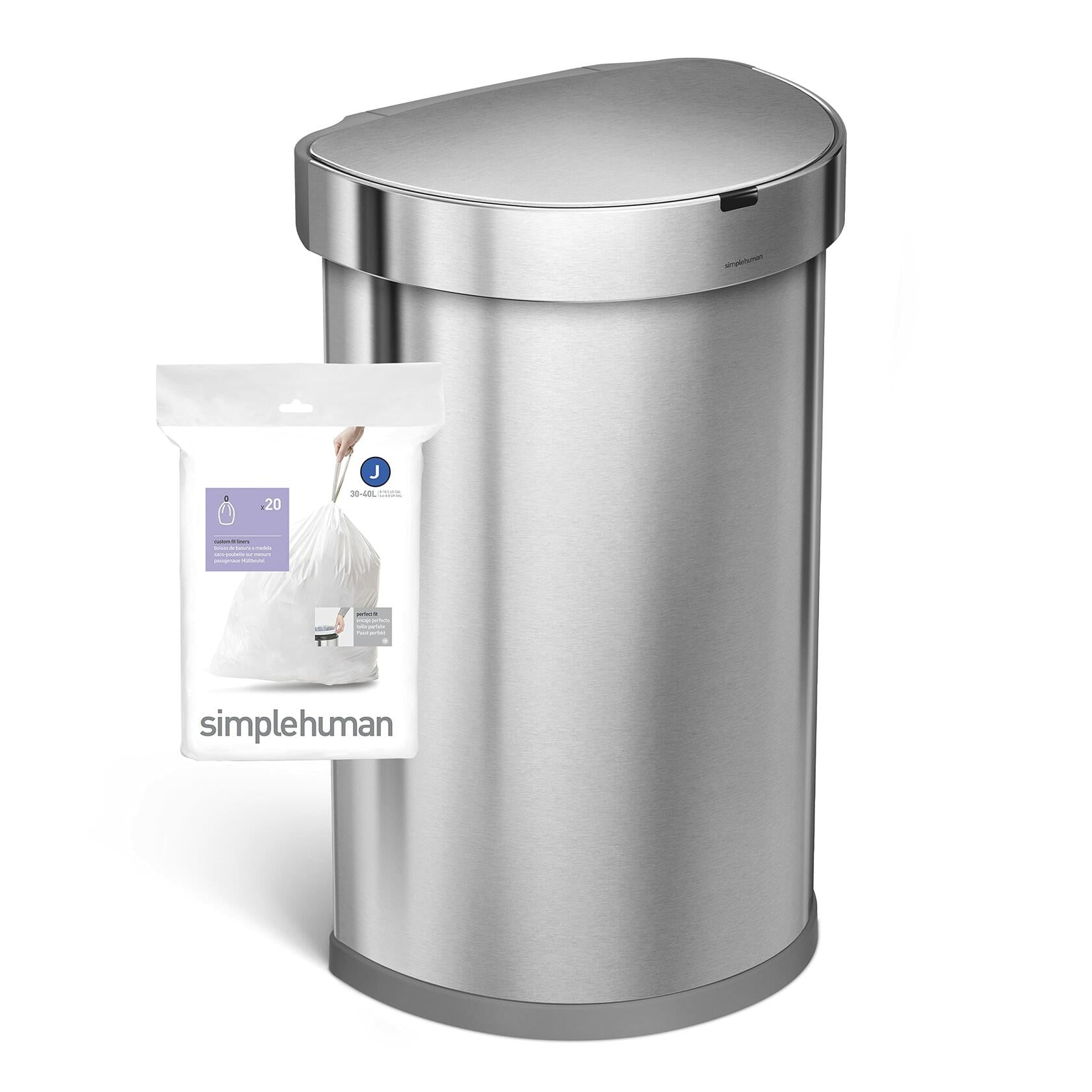 Simplehuman Code J Trash Bags 20ct 30-45L Custom Fit Drawstring White