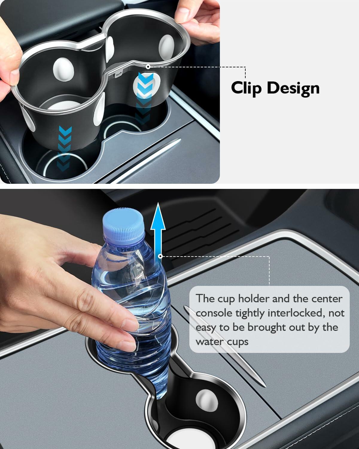 SUMK Cup Holder Insert for Tesla Model Y 2024 2025 Model 3 2023-2021 White