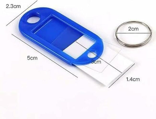Pack of 10 Plastic Key Tags with Labels Key Fobs Split Rings 10 Colors