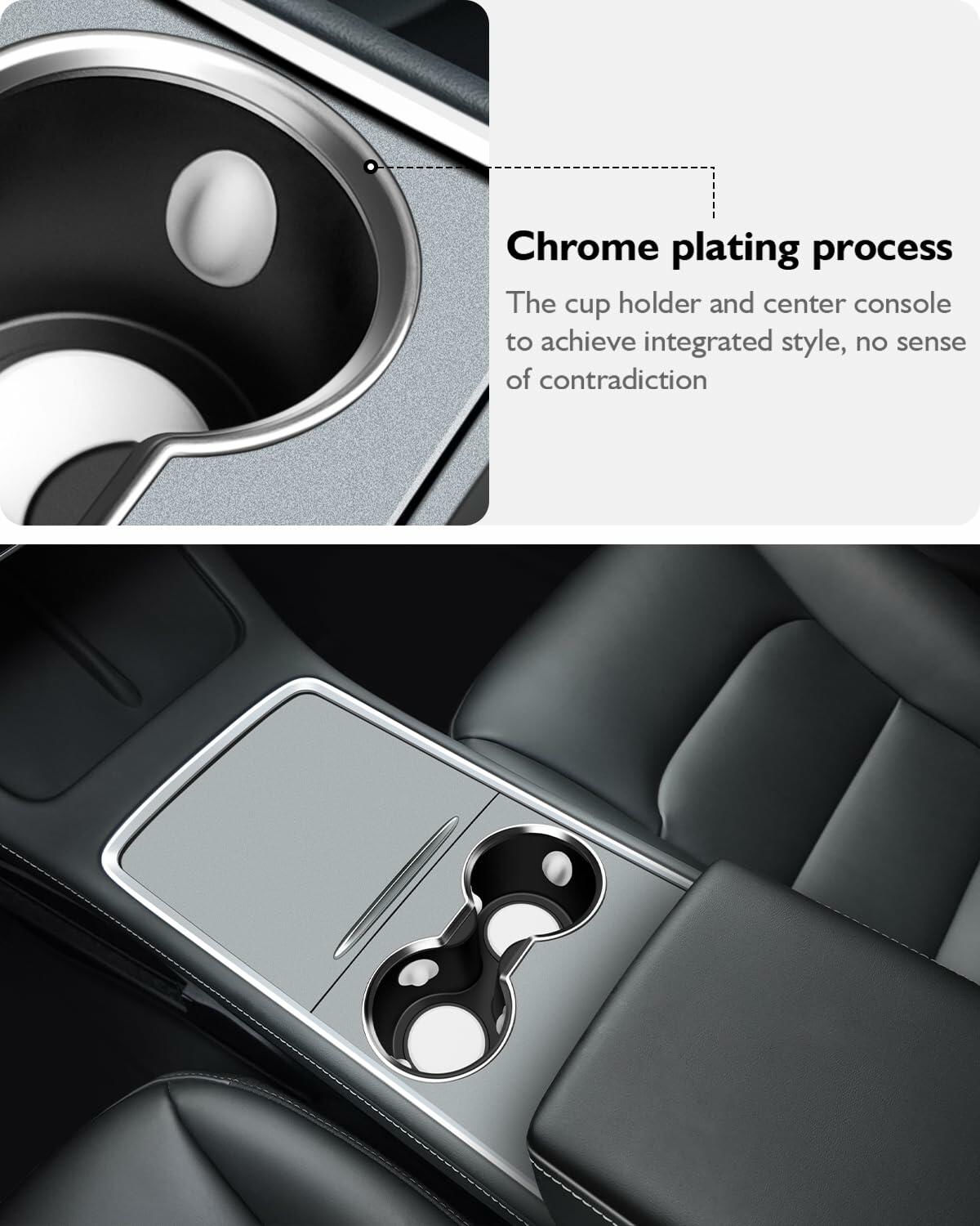 SUMK Cup Holder Insert for Tesla Model Y 2024 2025 Model 3 2023-2021 White