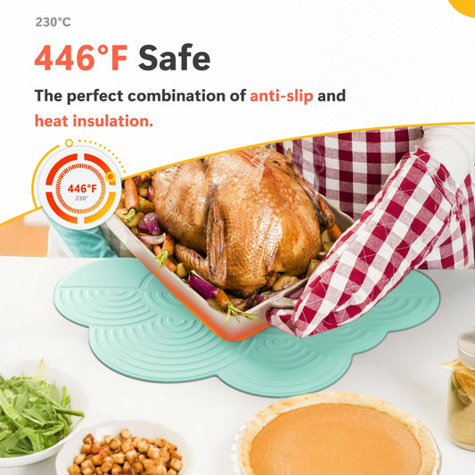 Generic Silicone Cloud-Shaped Dish Drying Mat Heat-Resistant Mintcream