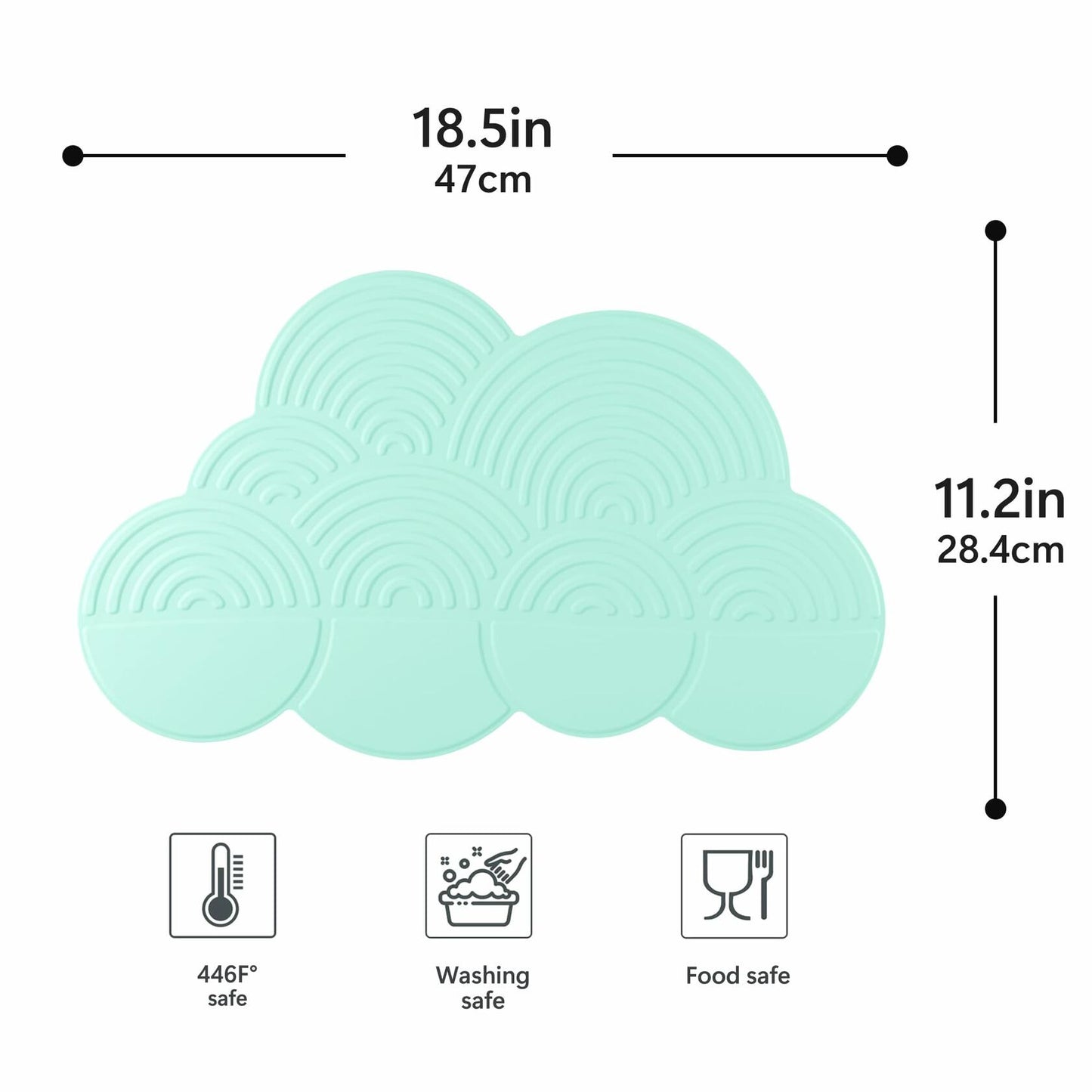 Generic Silicone Cloud-Shaped Dish Drying Mat Heat-Resistant Mintcream