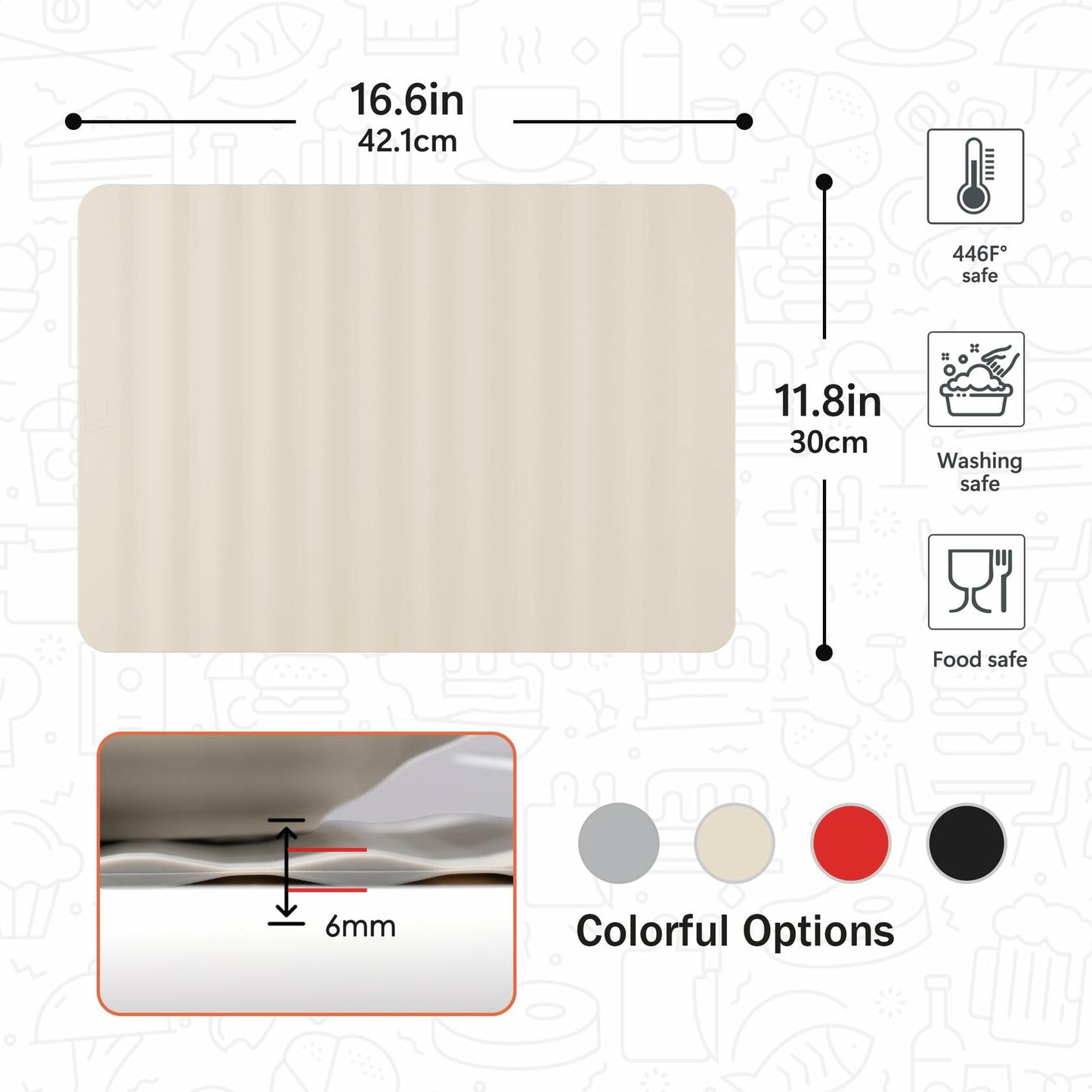 Li&Zhao Dish Drying Mat Foldable Heat Resistant Easy Clean Black