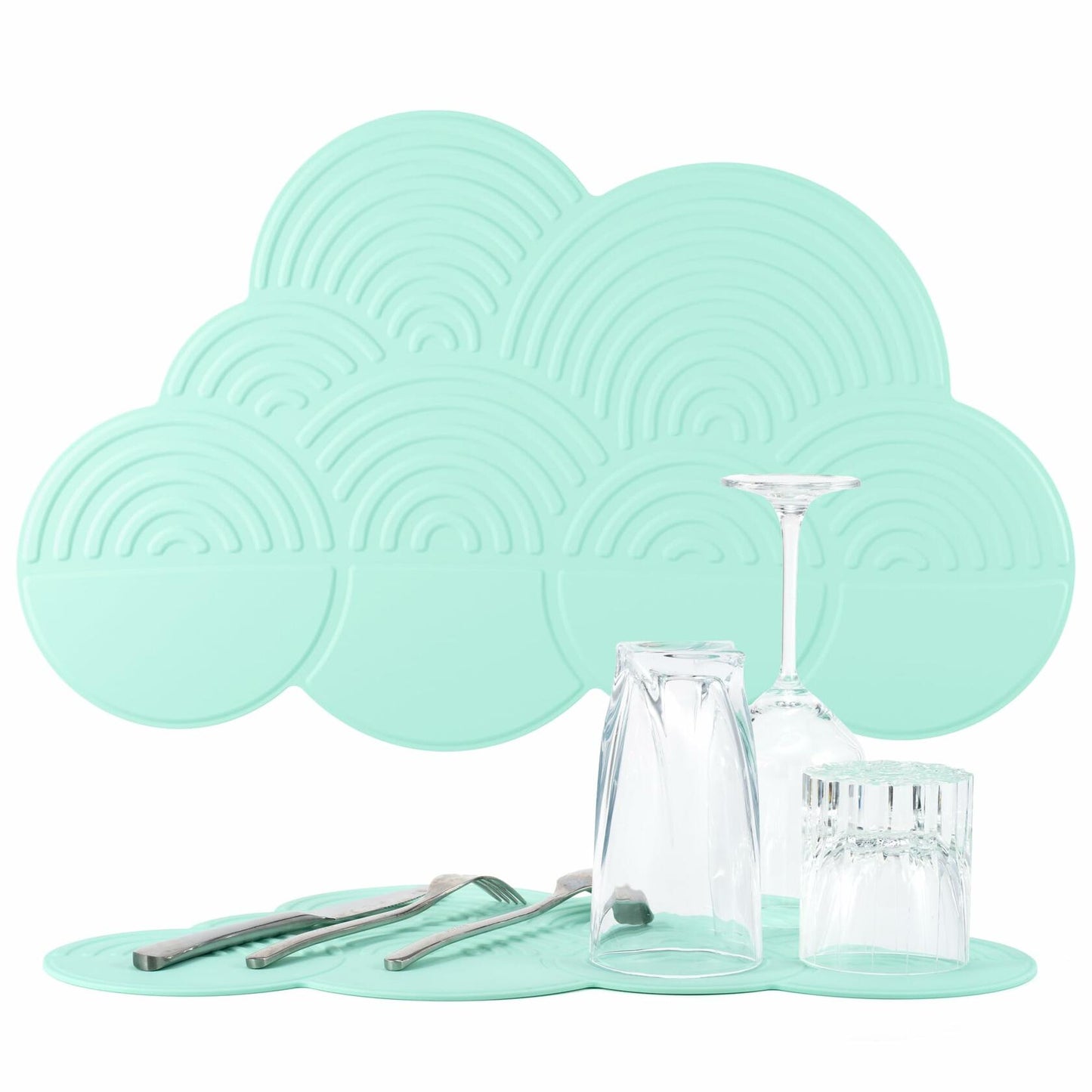 Generic Silicone Cloud-Shaped Dish Drying Mat Heat-Resistant Mintcream