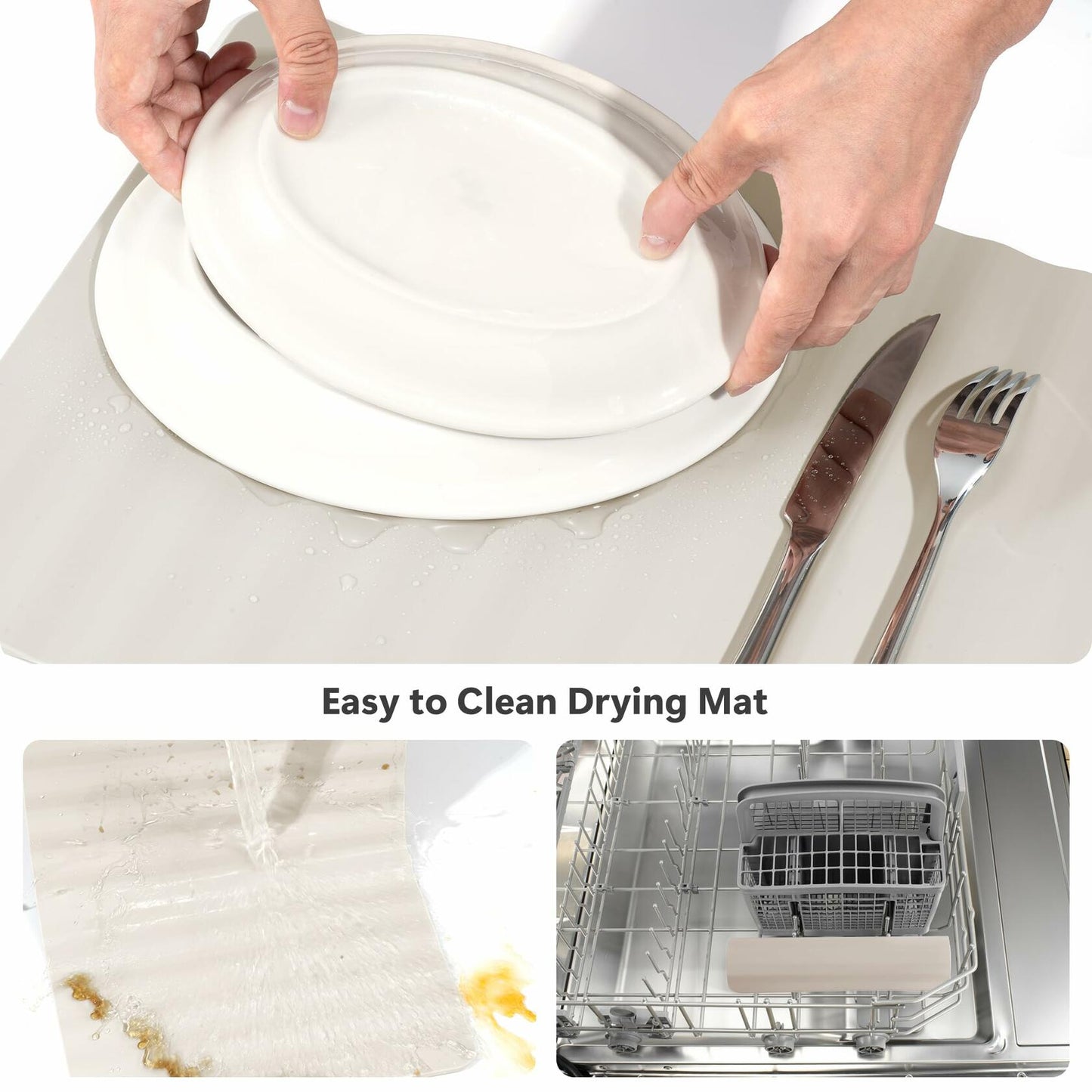 Li&Zhao Dish Drying Mat Foldable Heat Resistant Easy Clean Black