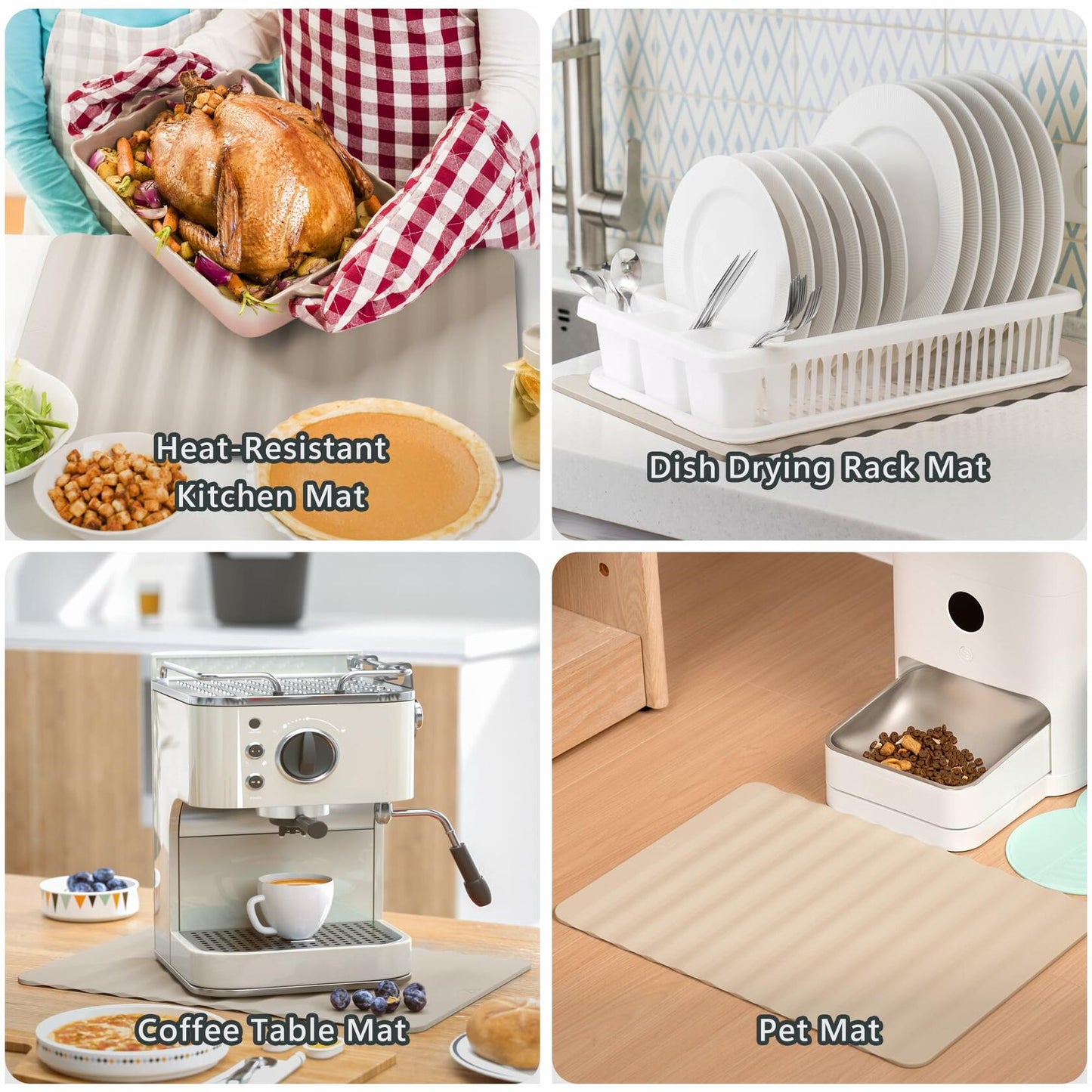 Li&Zhao Dish Drying Mat Foldable Heat Resistant Easy Clean Black