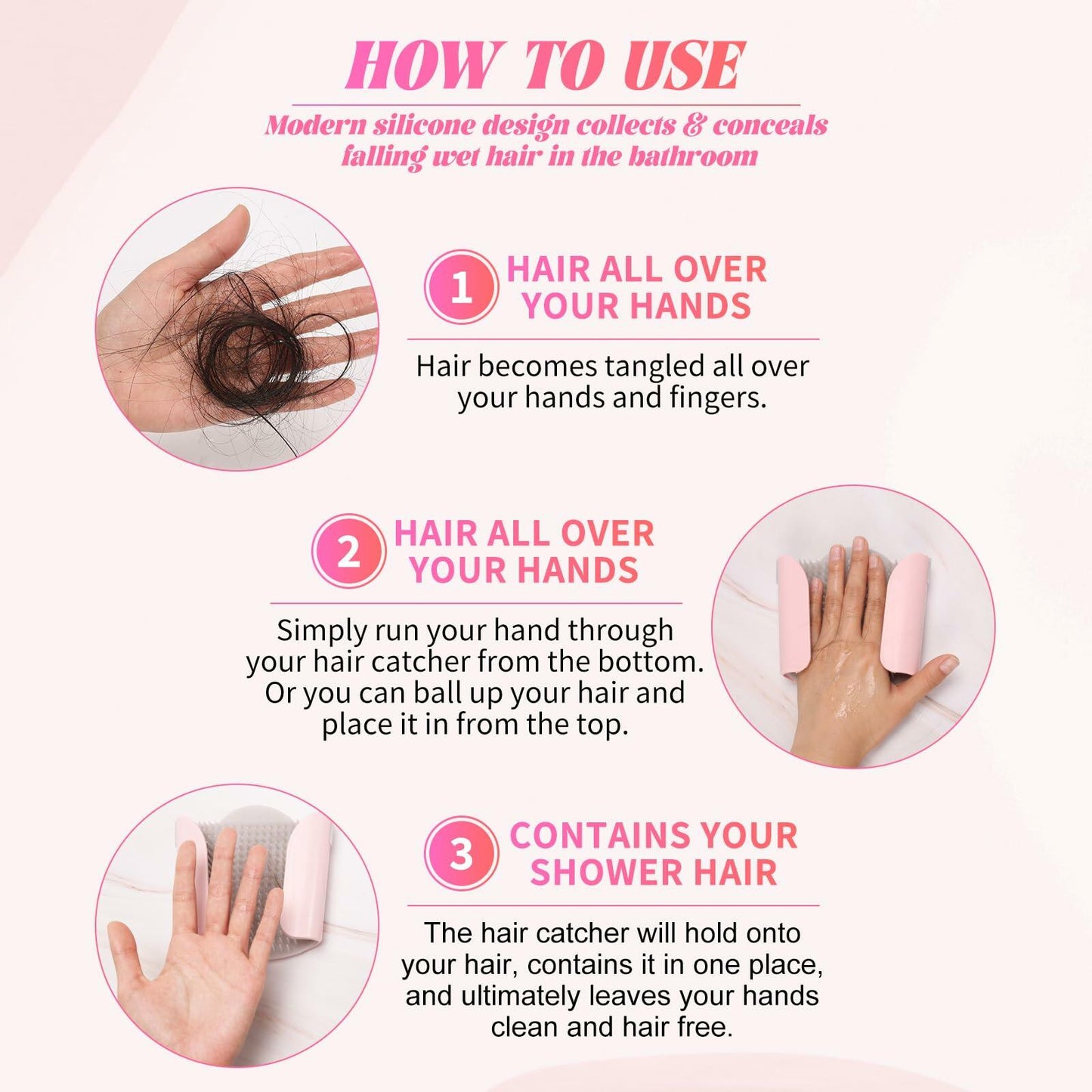 Shower Hair Catcher Drain Protector Trap Easy Clean Removable Bathroom