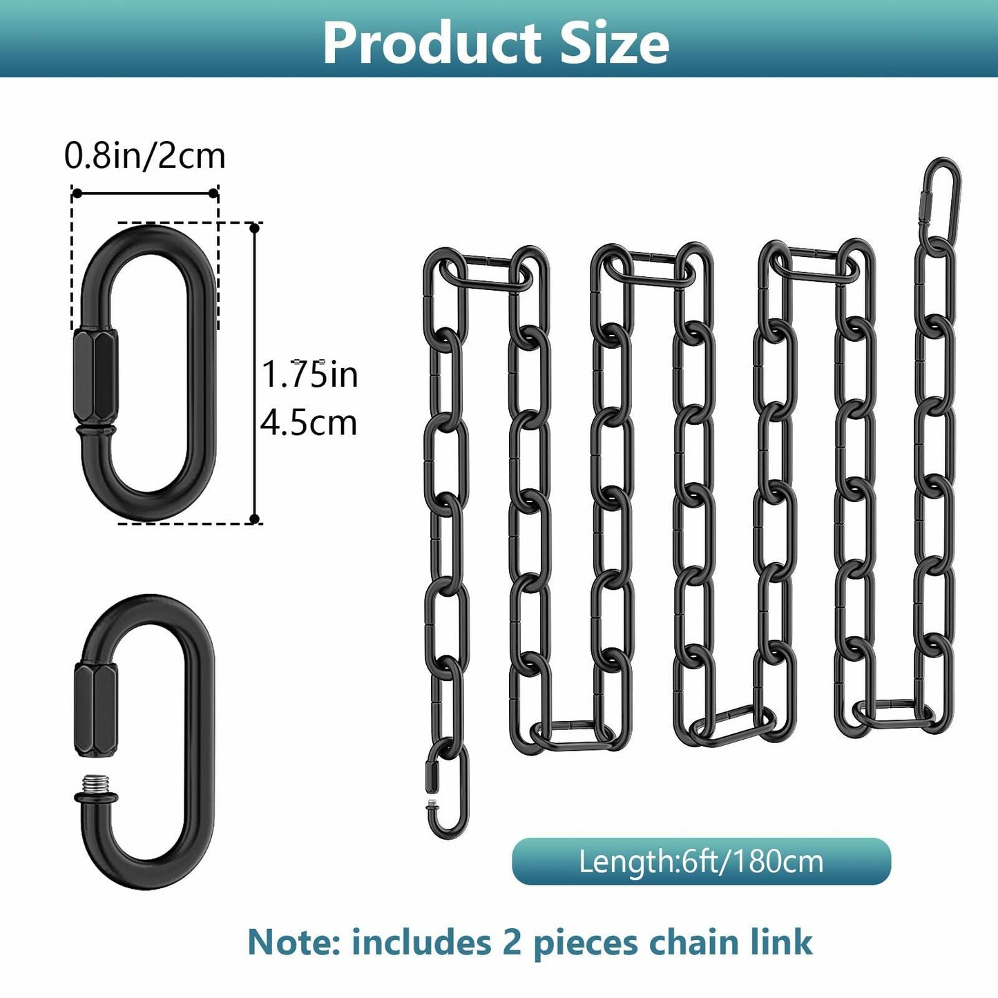 Garini 6ft Industrial Black Metal Light Fixture Chain Pendant Chandelier