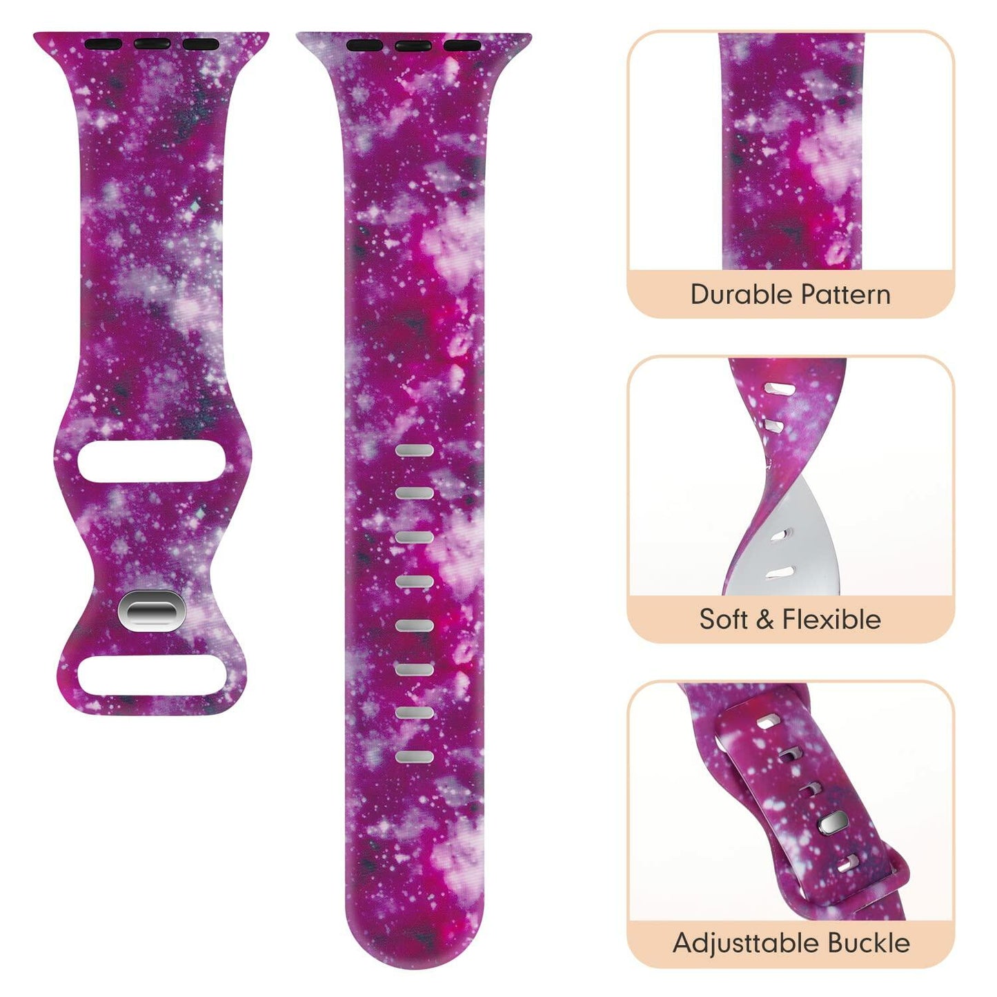 Acrbiutu Apple Watch Bands Silicone Sport Strap Starry Sky 38-45mm