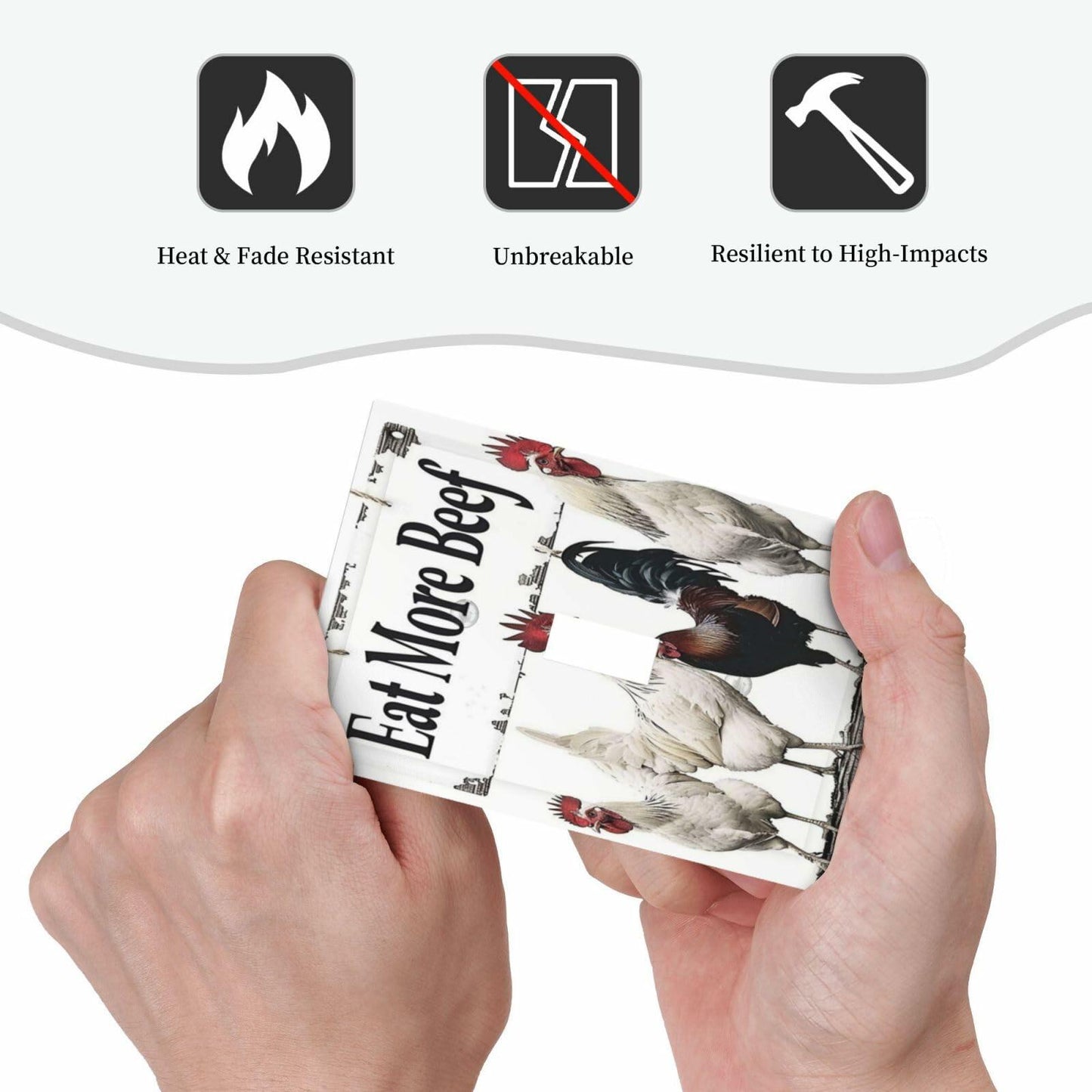 DWBGUO Rustic White Rooster 1 Gang Single Toggle Switch Plate Cover