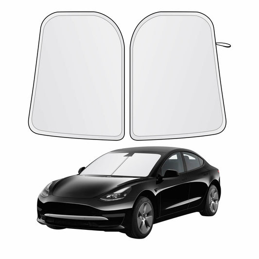 EcoNour Tesla Model 3/Y Windshield Sun Shade Foldable Silver UV Protection