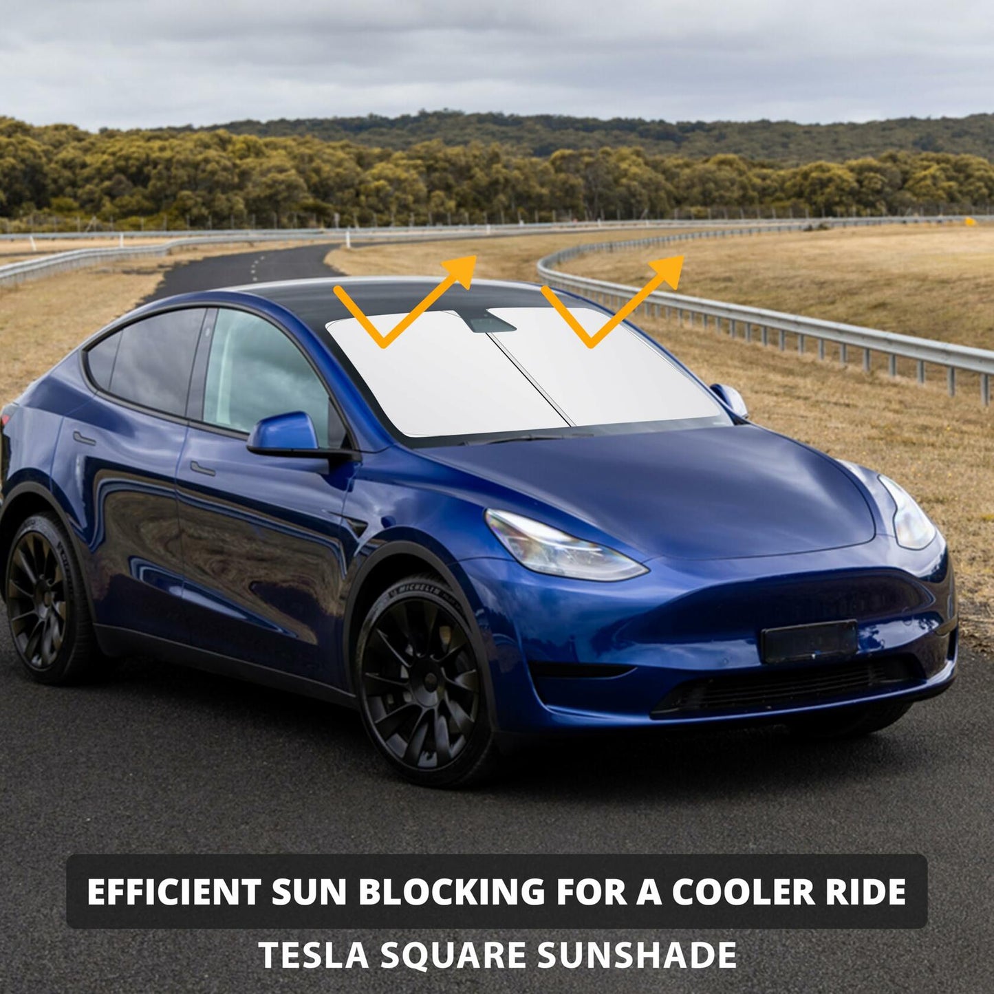 EcoNour Tesla Model 3/Y Windshield Sun Shade Foldable Silver UV Protection