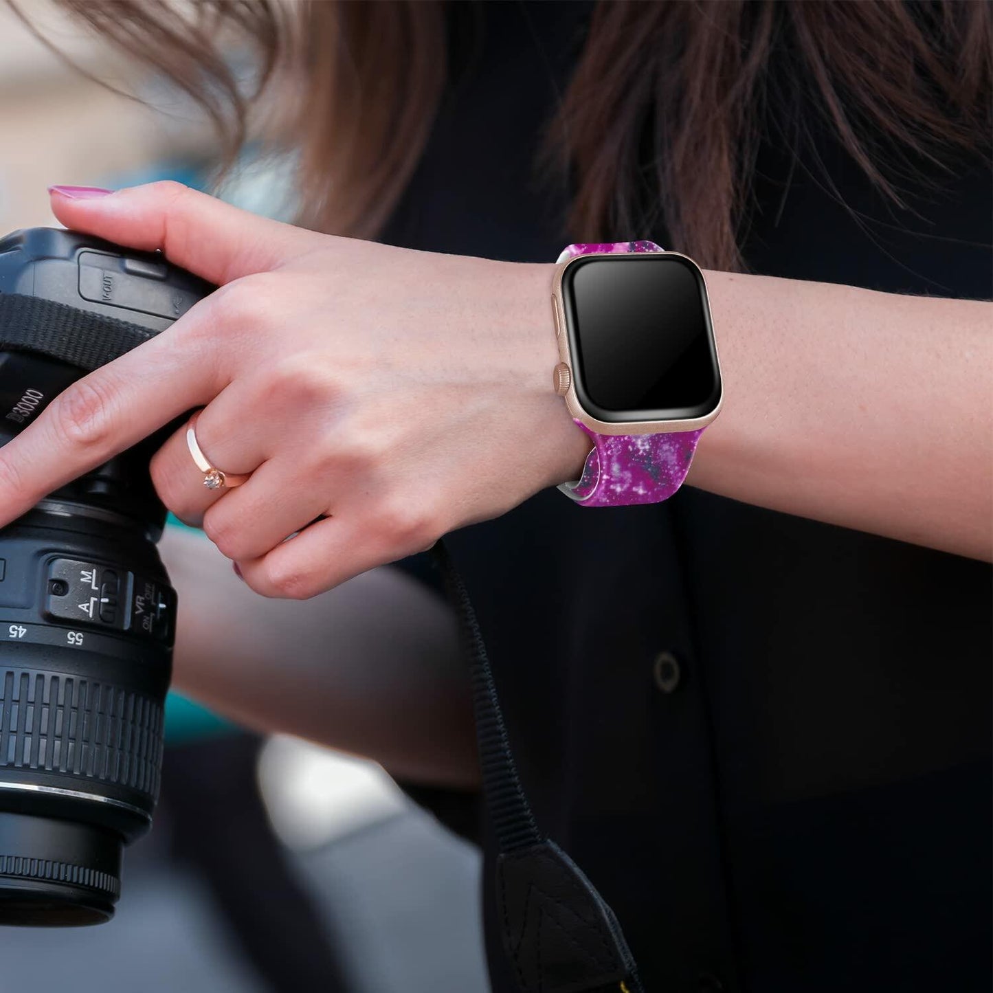 Acrbiutu Apple Watch Bands Silicone Sport Strap Starry Sky 38-45mm