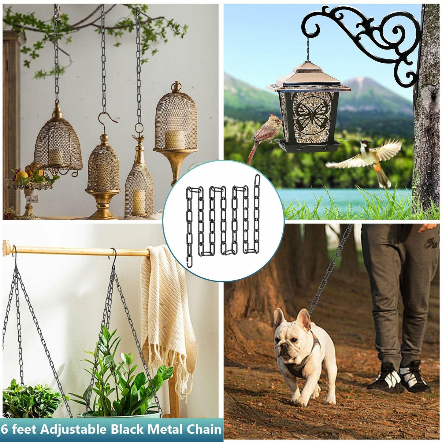 Garini 6ft Industrial Black Metal Light Fixture Chain Pendant Chandelier