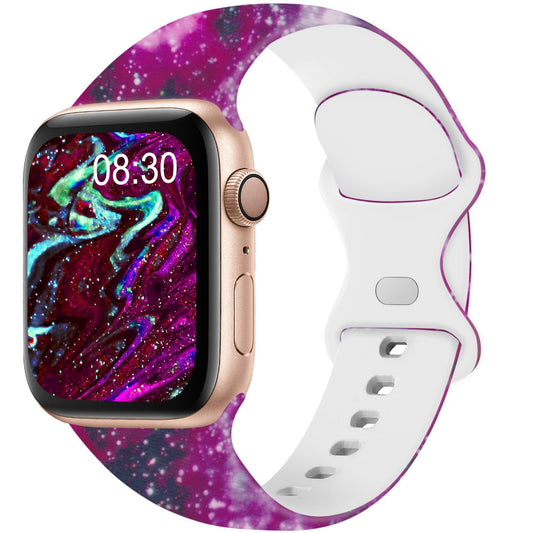 Acrbiutu Apple Watch Bands Silicone Sport Strap Starry Sky 38-45mm