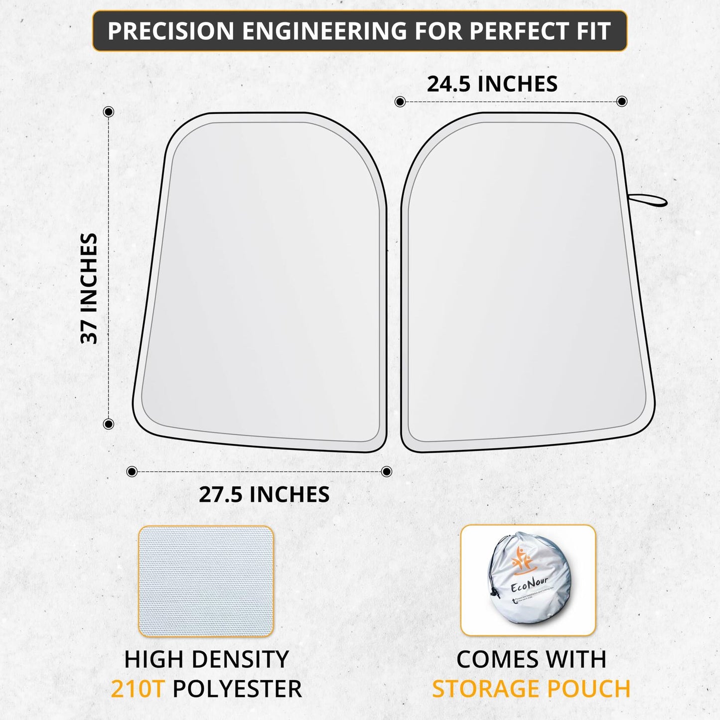 EcoNour Tesla Model 3/Y Windshield Sun Shade Foldable Silver UV Protection