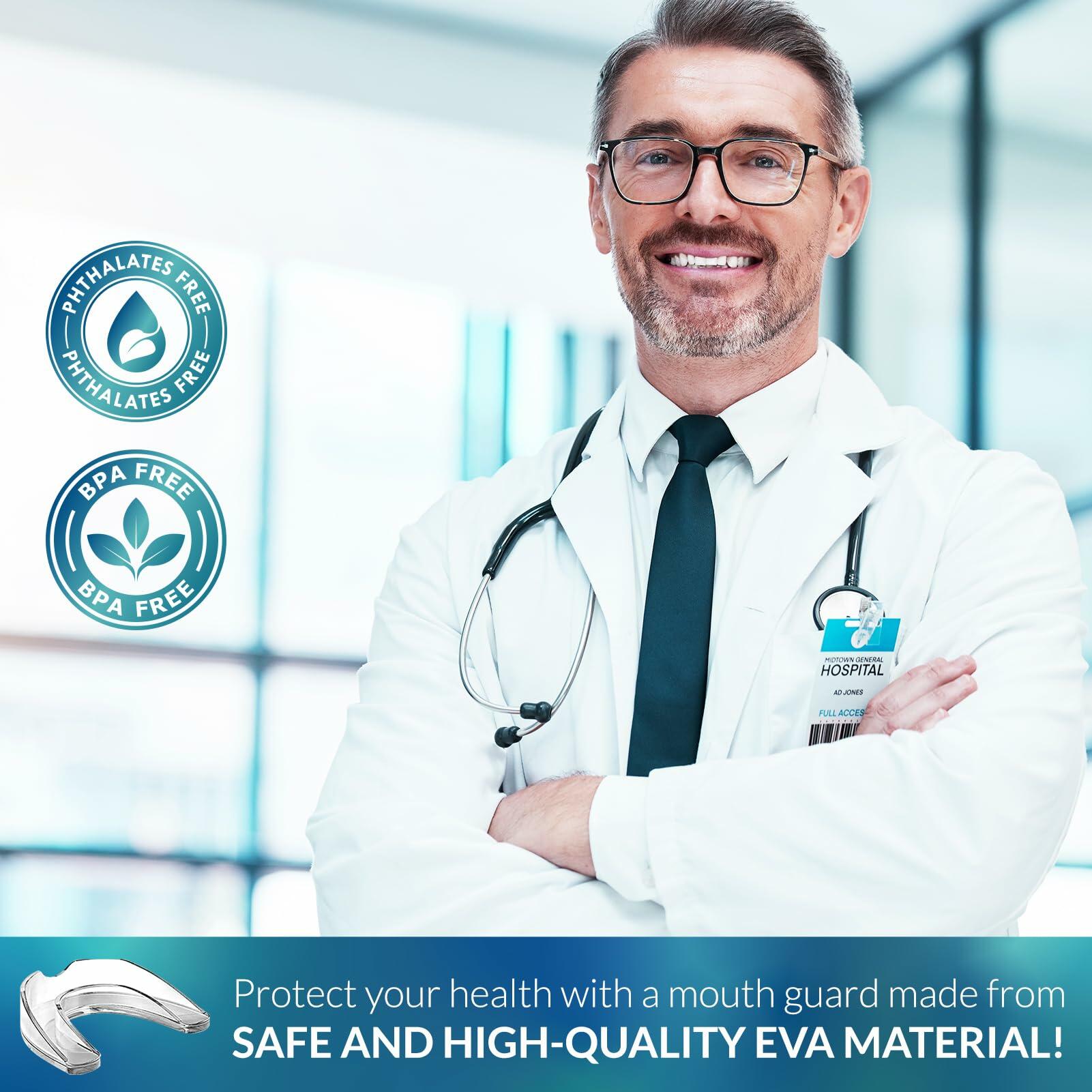 Stafenit Mouth Guard Teeth Protection Sports Clear EVA + 24 Cleaning Tablets