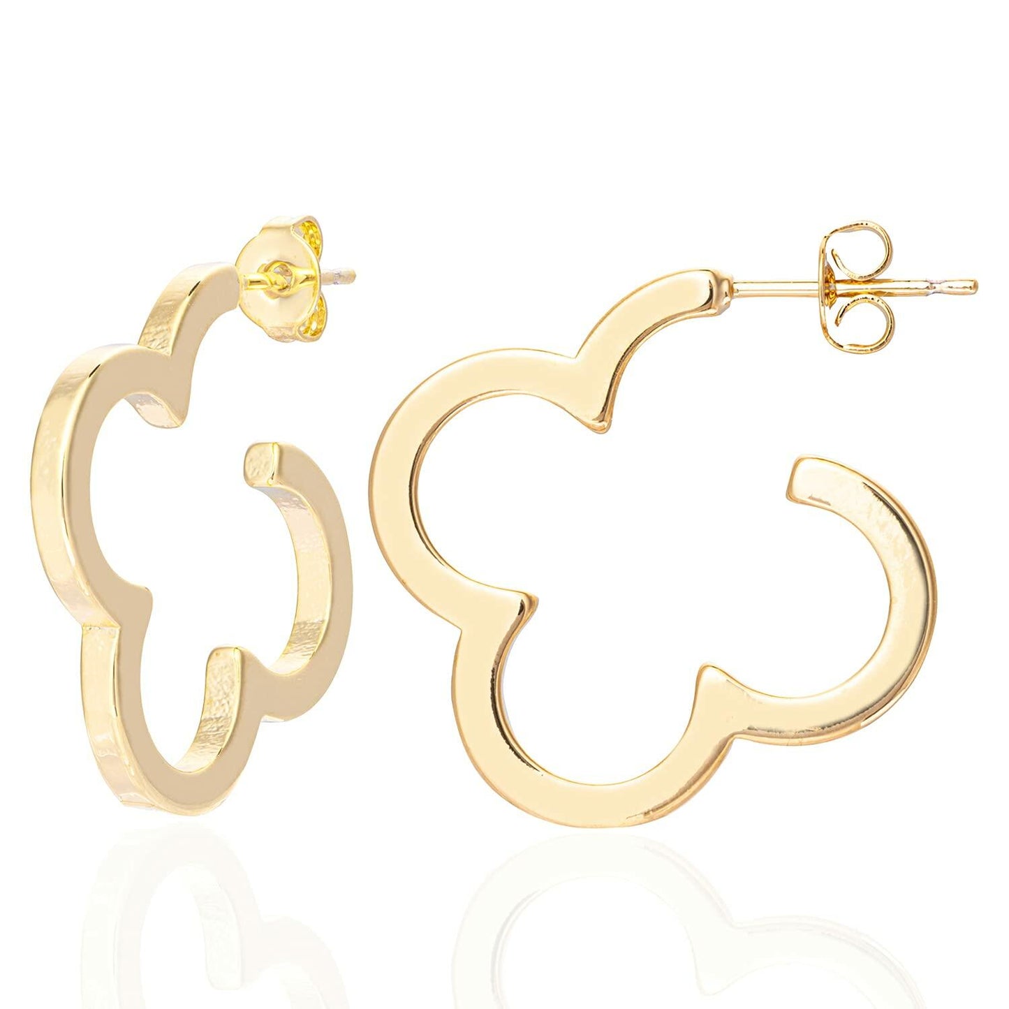 ETREM Clover Leaf 14K Gold Plated Lucky Clover Earrings Nickel Free Gold