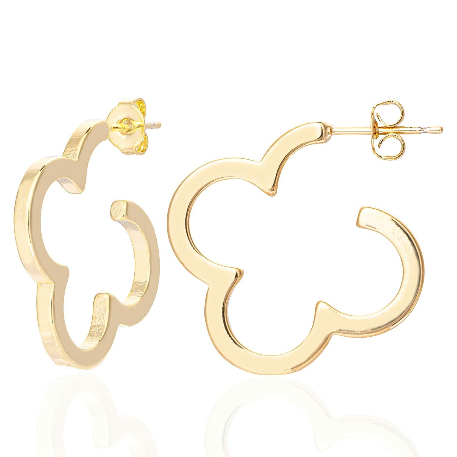 ETREM Clover Leaf 14K Gold Plated Lucky Clover Earrings Nickel Free Gold