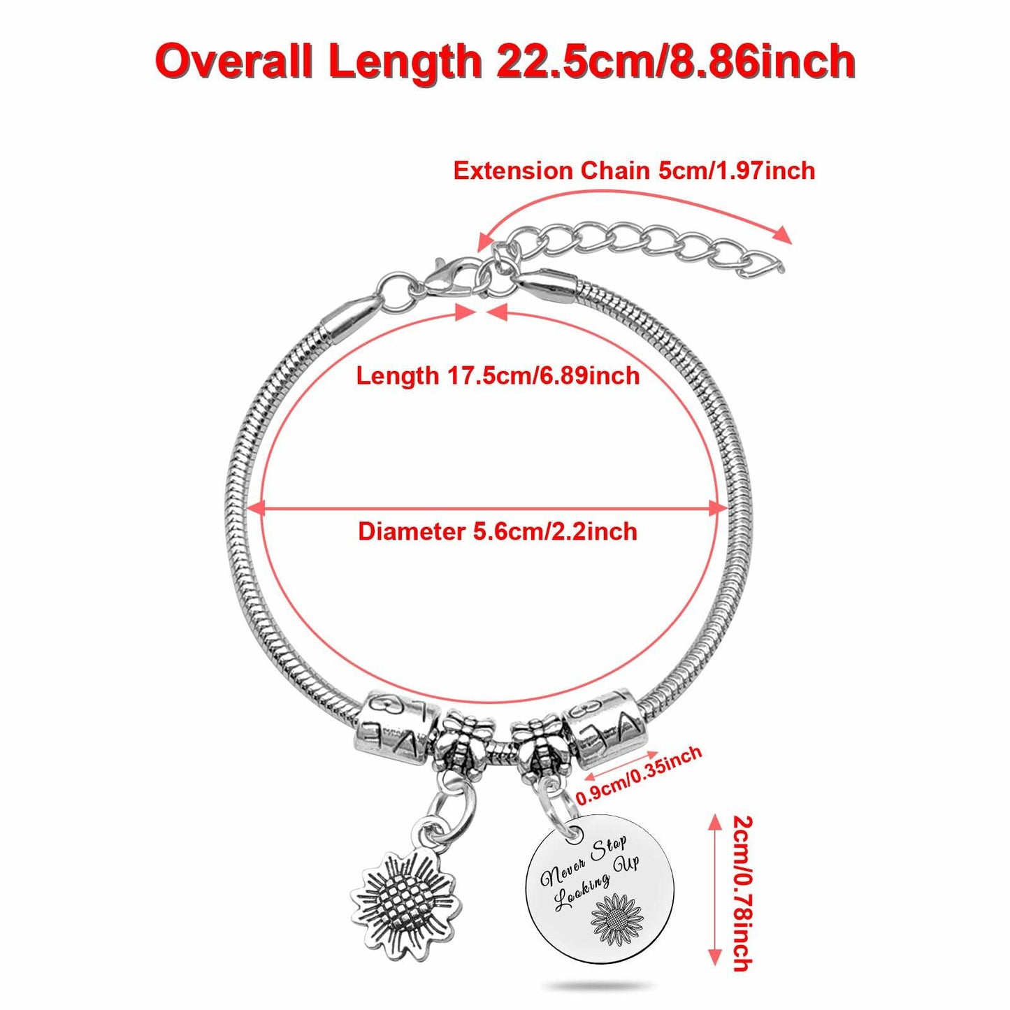 DlaeKua Silver Inspirational Bracelets for Women Motivational Quotes Gift