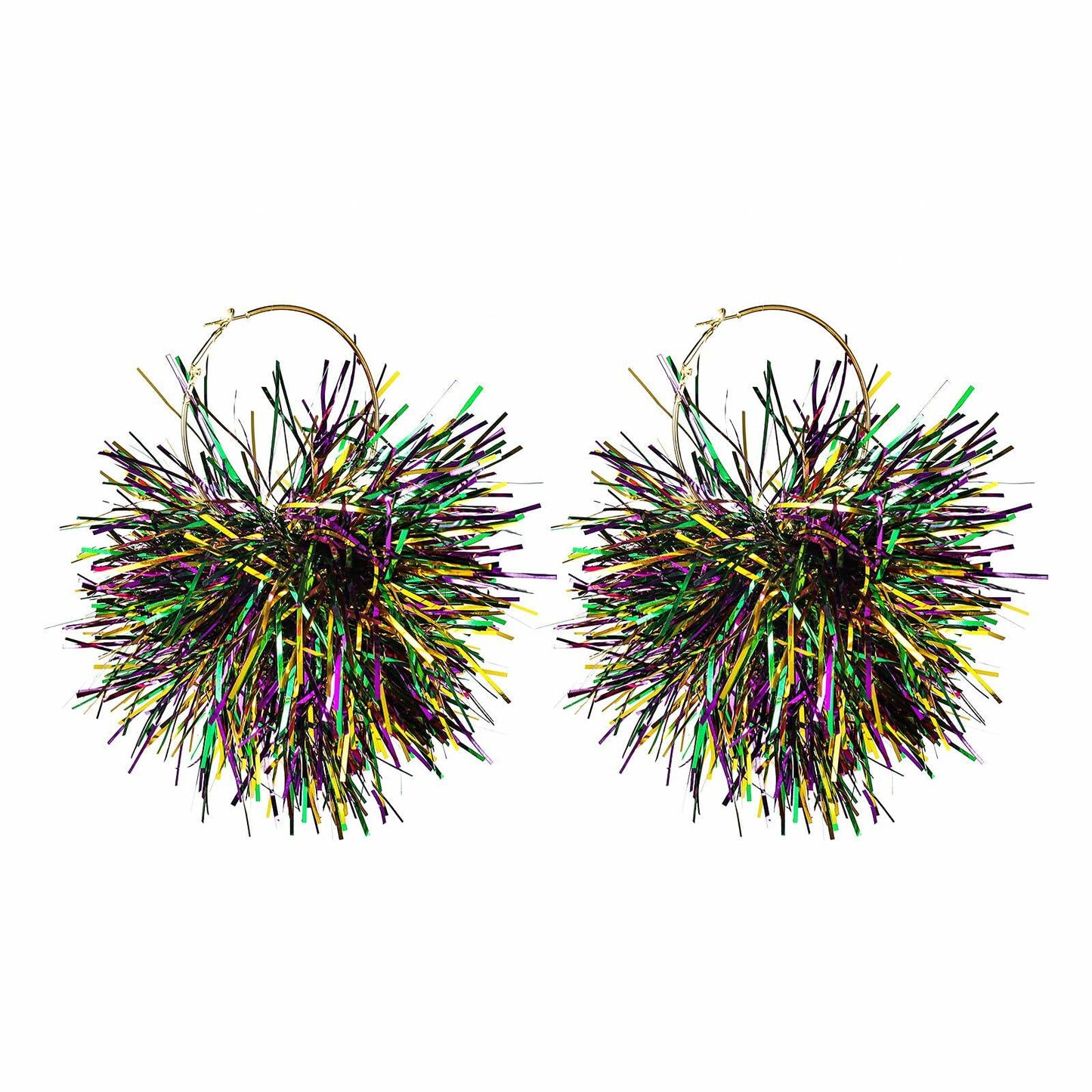 CHUU YUNG Colorful Mardi Gras Carnival Tassel Acrylic Heart Hoop Earrings Style