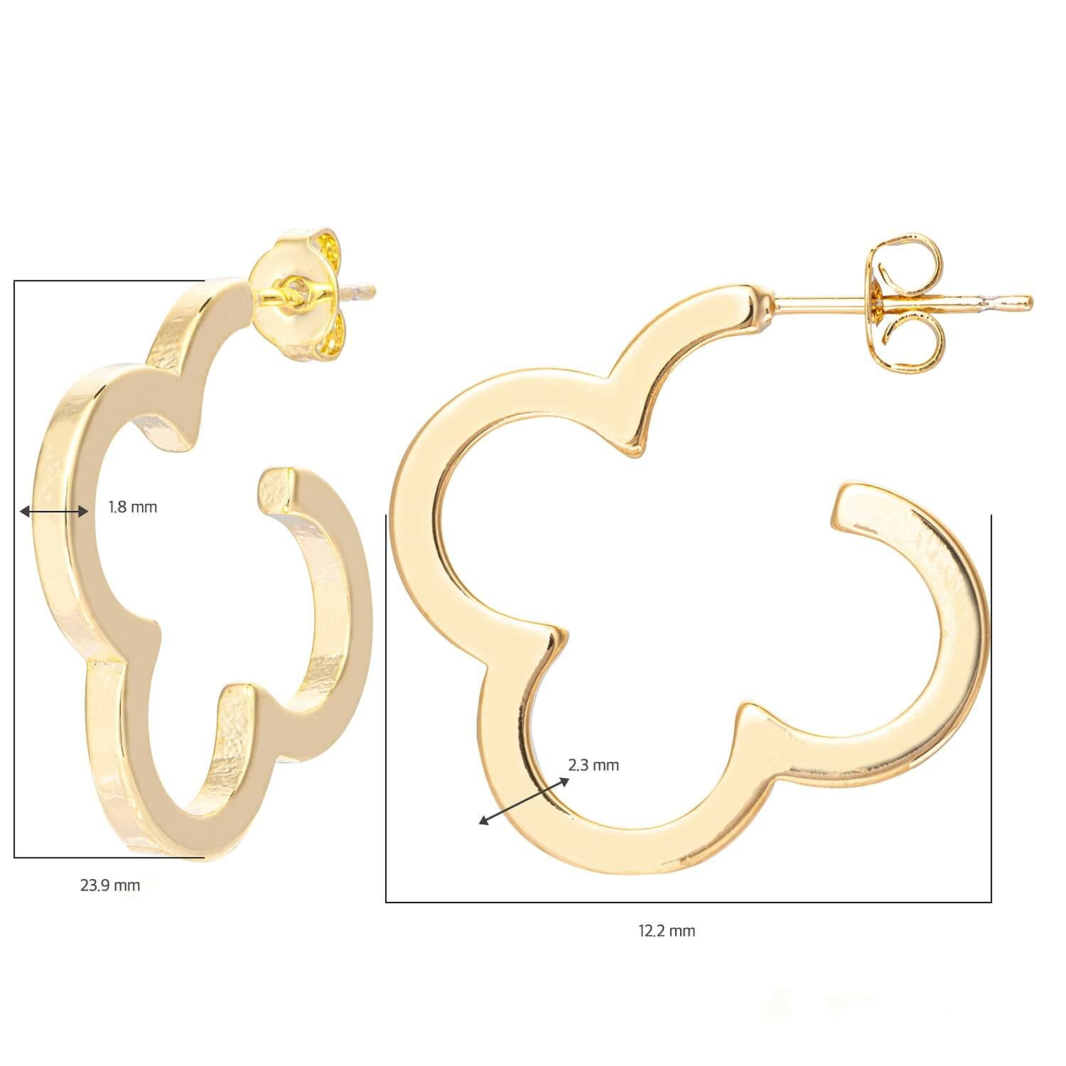 ETREM Clover Leaf 14K Gold Plated Lucky Clover Earrings Nickel Free Gold