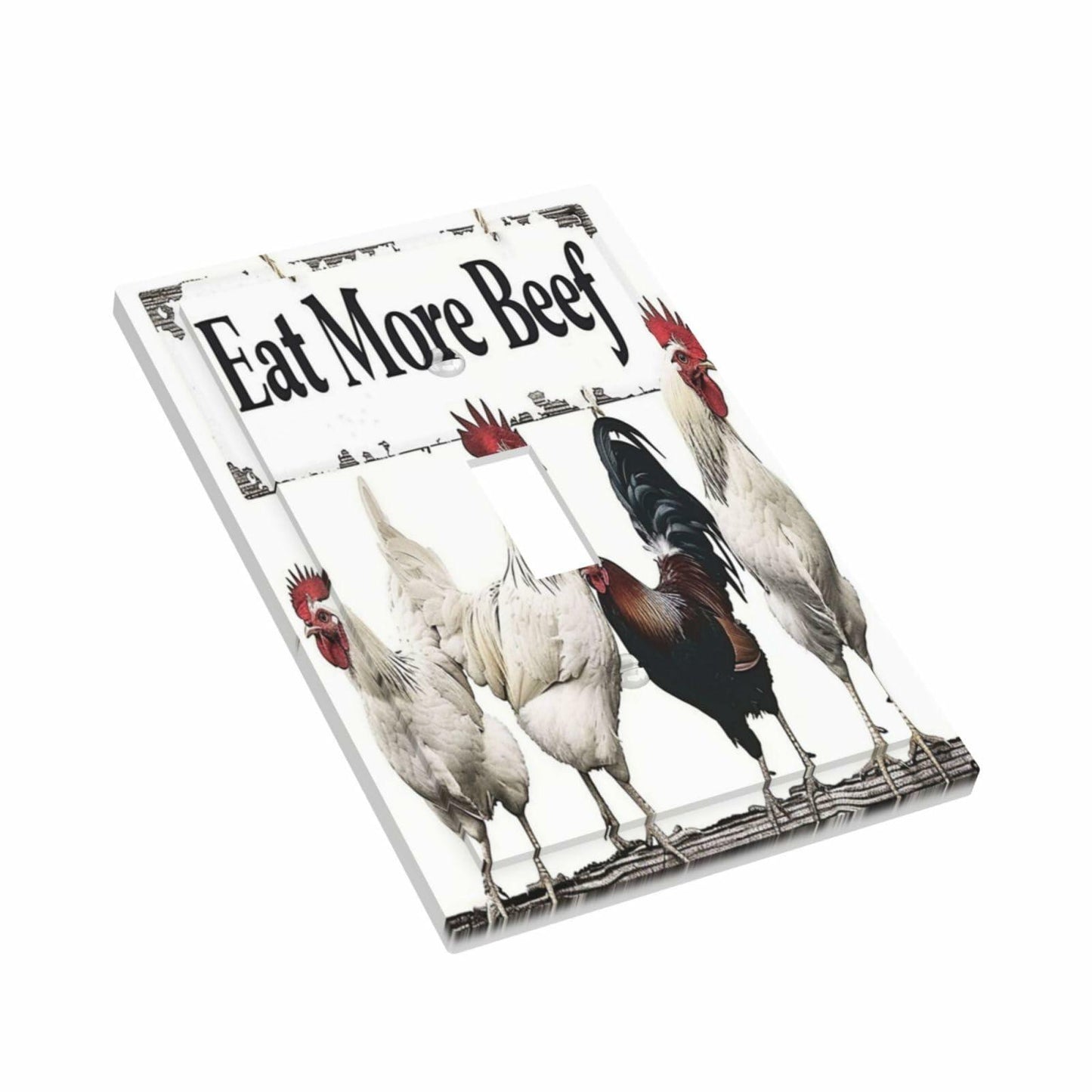 DWBGUO Decorative Rustic White Rooster 1 Gang Outlet Cover Plate