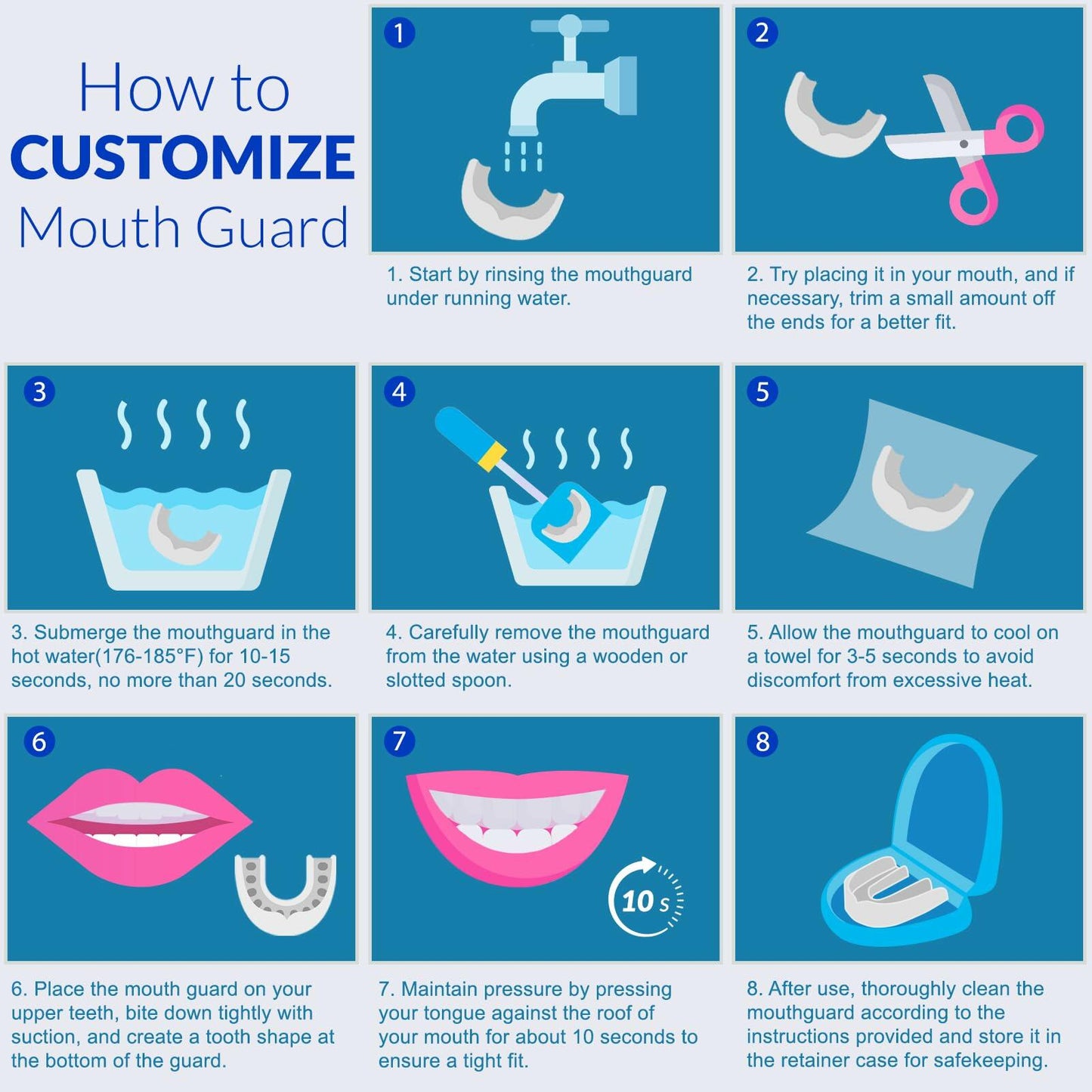 Stafenit Mouth Guard Teeth Protection Sports Clear EVA + 24 Cleaning Tablets