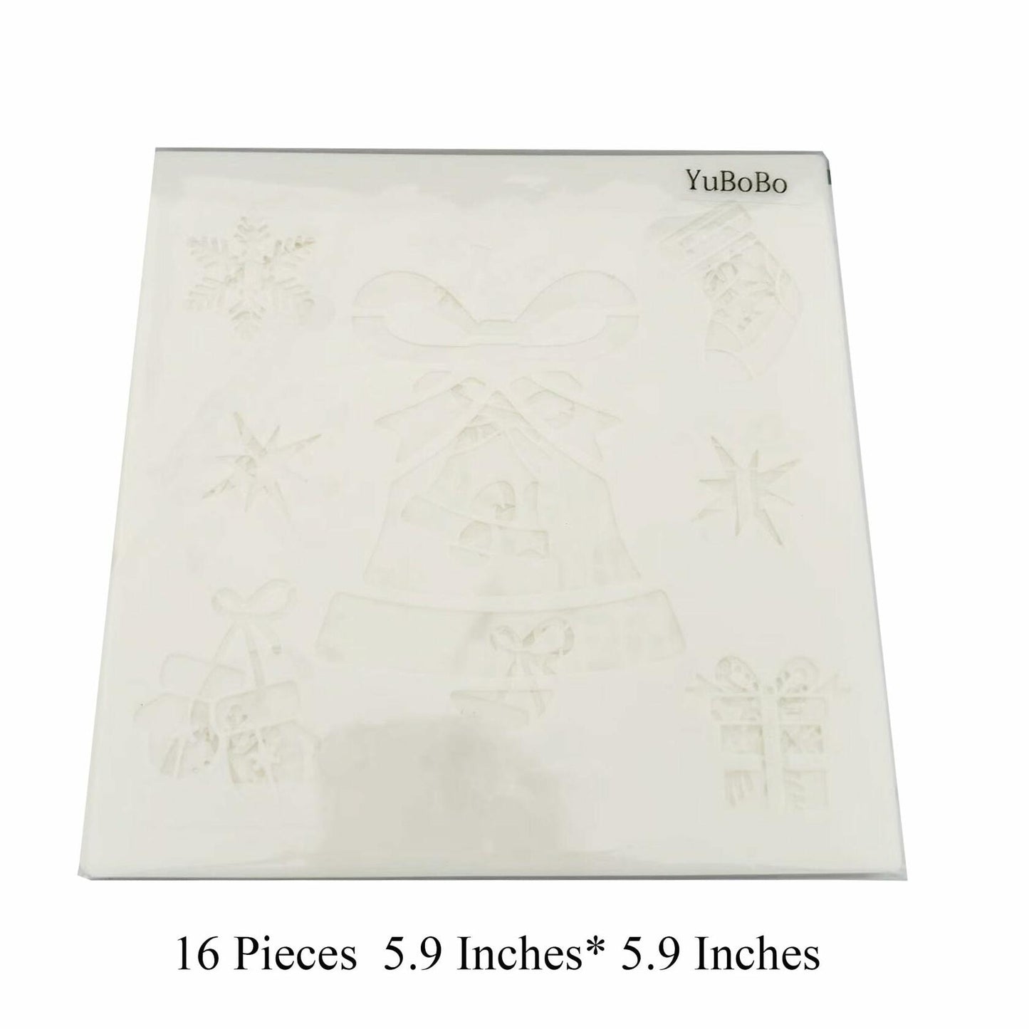 YuBoBo 16-Piece Reusable Christmas Drawing Stencils 5.9x5.9 Inch