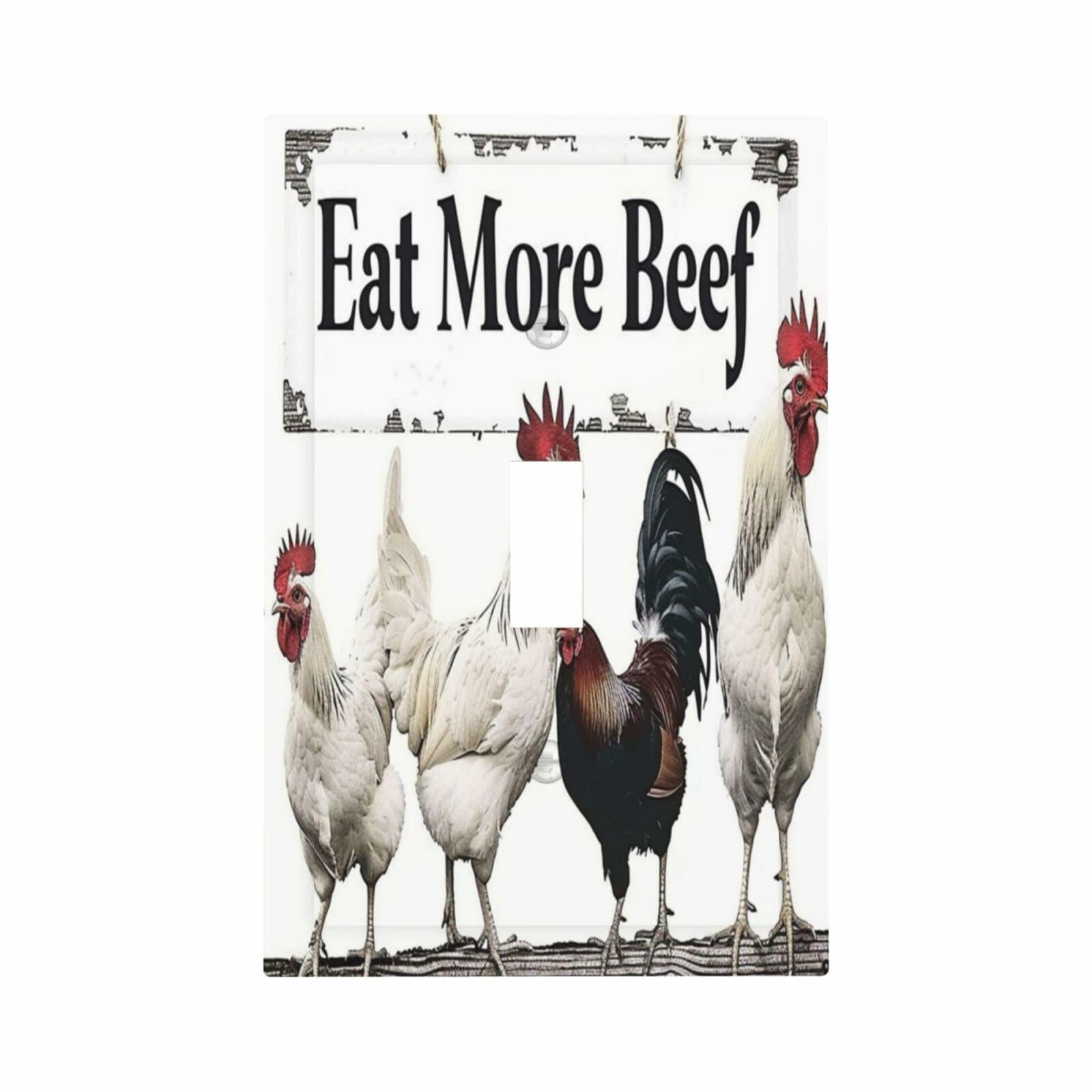 DWBGUO Decorative Rustic White Rooster 1 Gang Outlet Cover Plate