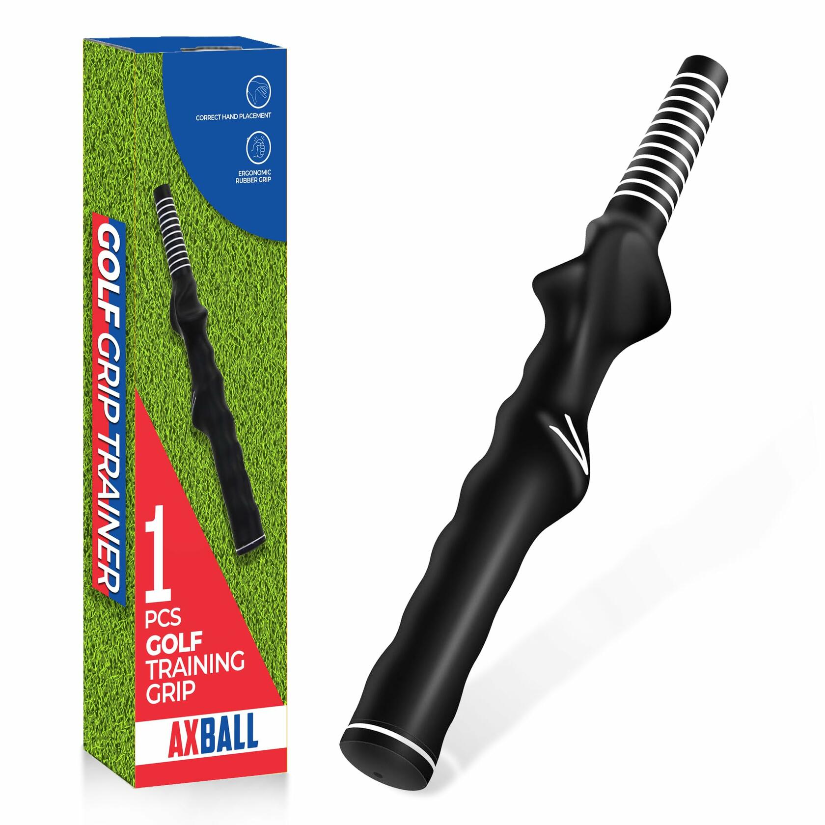 AXBALL Right Hand Golf Grip Trainer Molded Anti-Slip Wrist Trainer Black