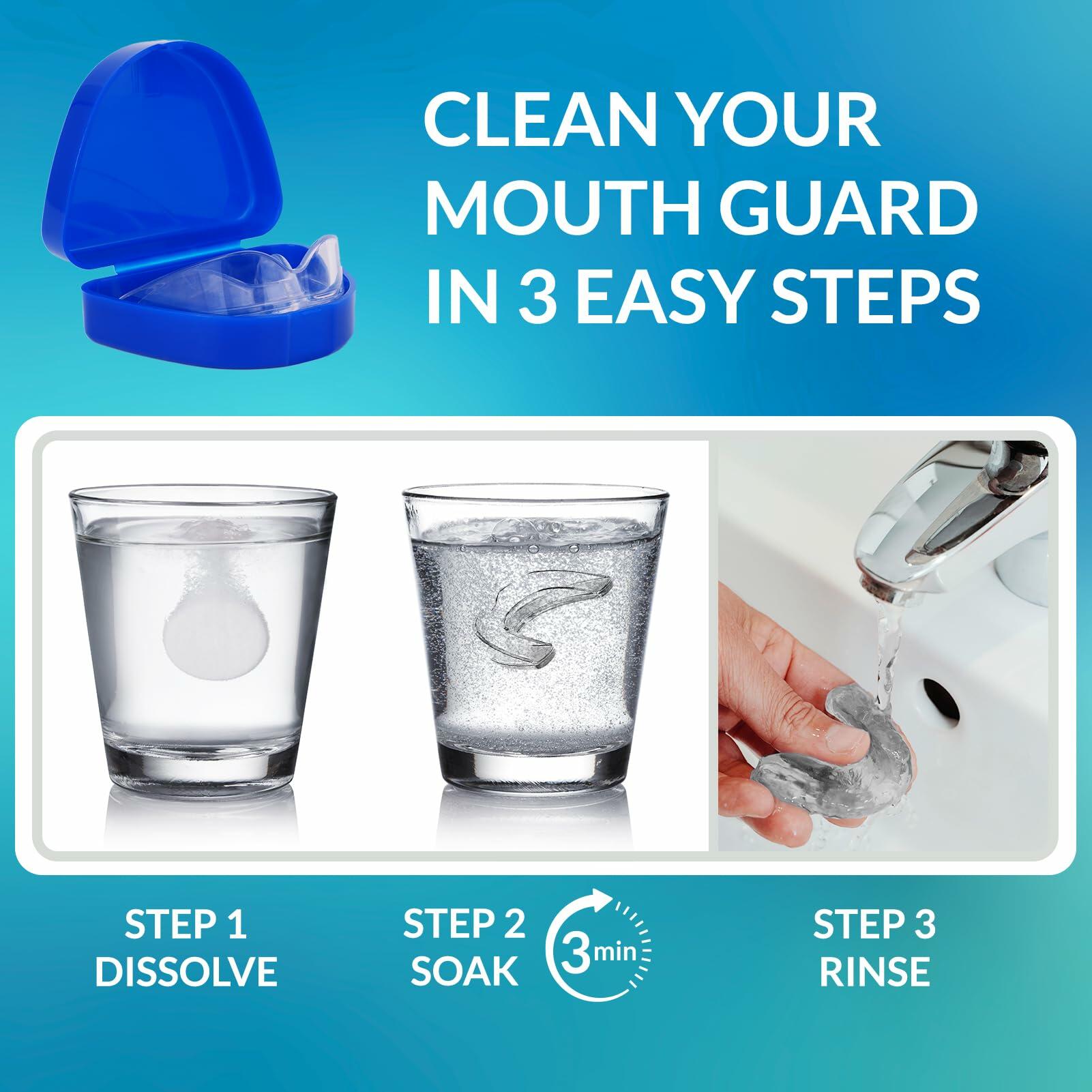 Stafenit Mouth Guard Teeth Protection Sports Clear EVA + 24 Cleaning Tablets