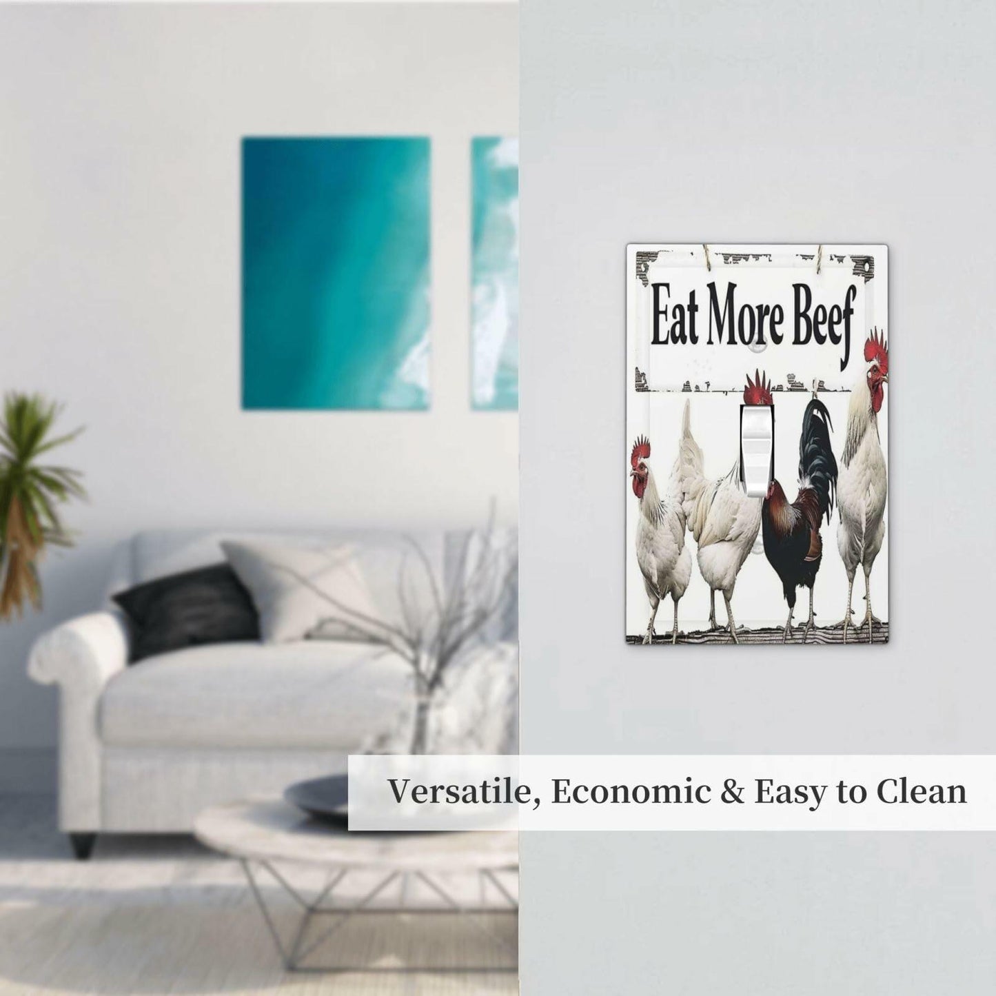 DWBGUO Decorative Rustic White Rooster 1 Gang Outlet Cover Plate