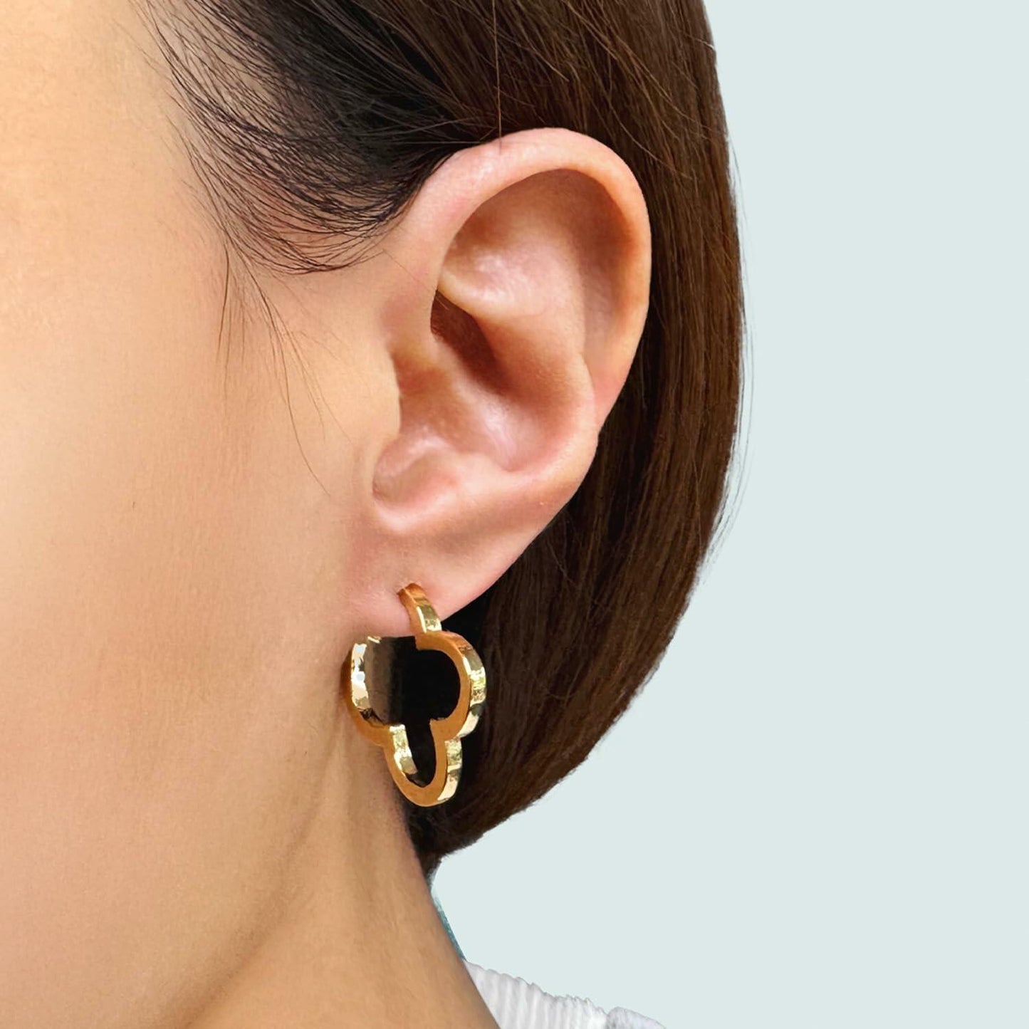 ETREM Clover Leaf 14K Gold Plated Lucky Clover Earrings Nickel Free Gold