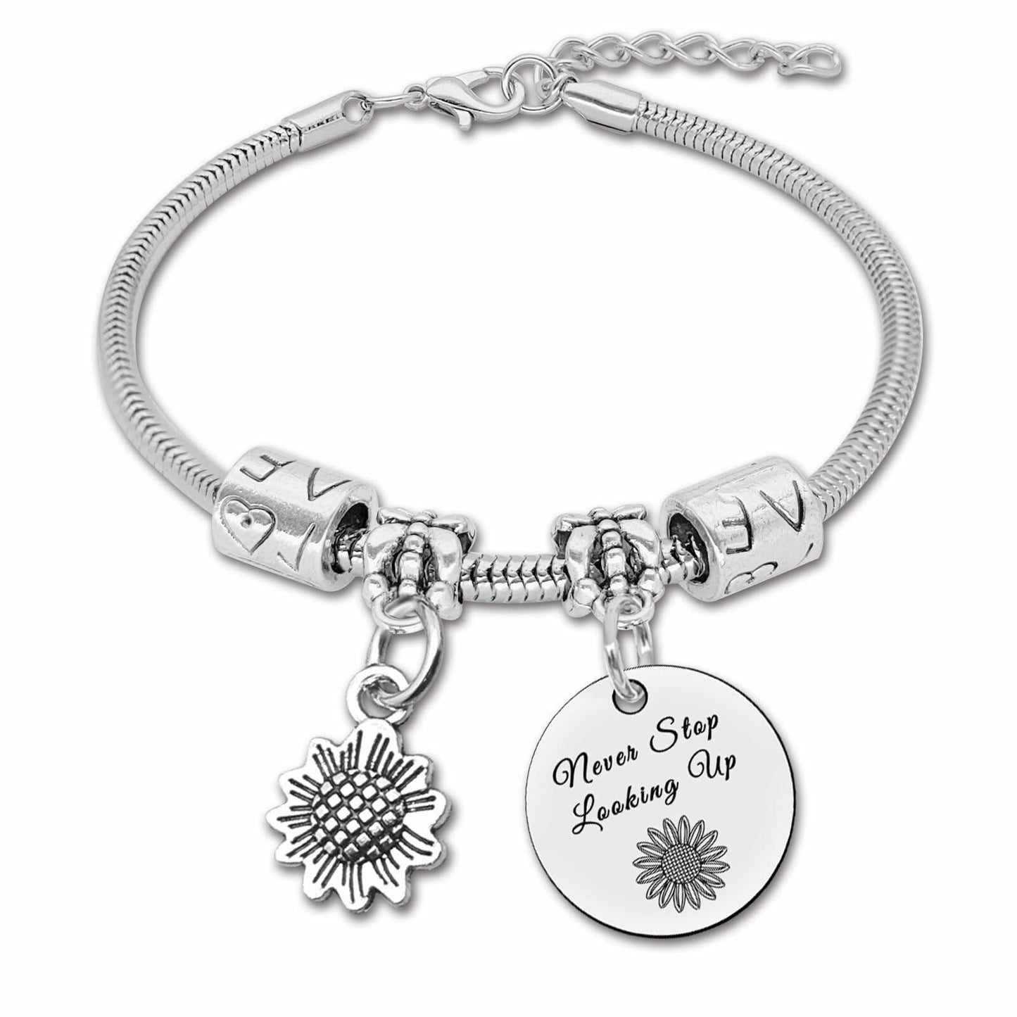 DlaeKua Silver Inspirational Bracelets for Women Motivational Quotes Gift
