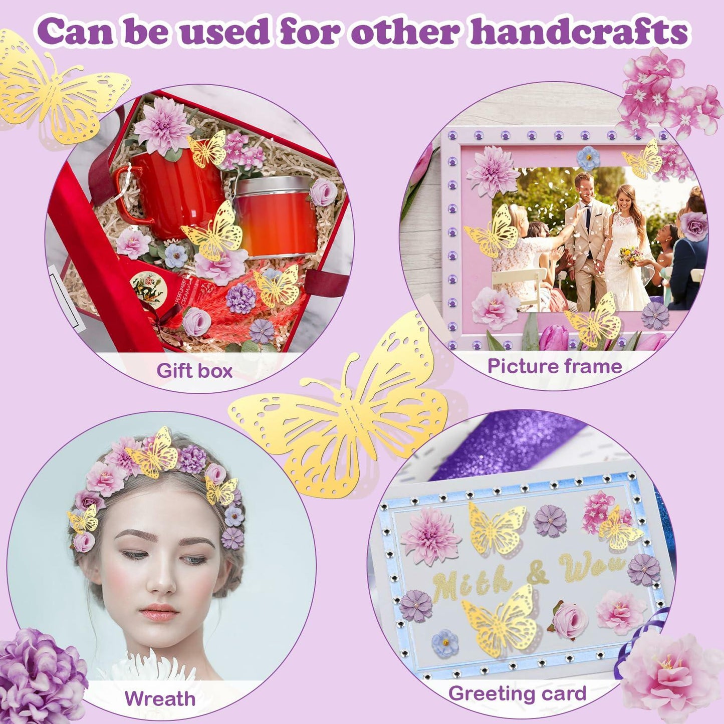 Mototo Graduation Cap Decorations Kit Purple Flowers Rhinestones Glitter DIY
