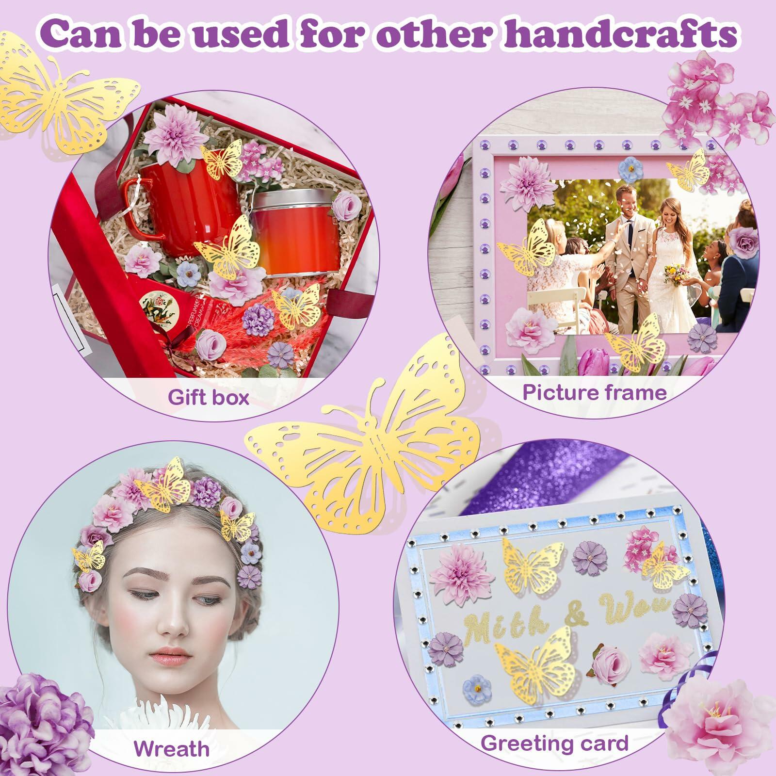 Mototo Graduation Cap Decorations Kit Purple Flowers Rhinestones Glitter DIY