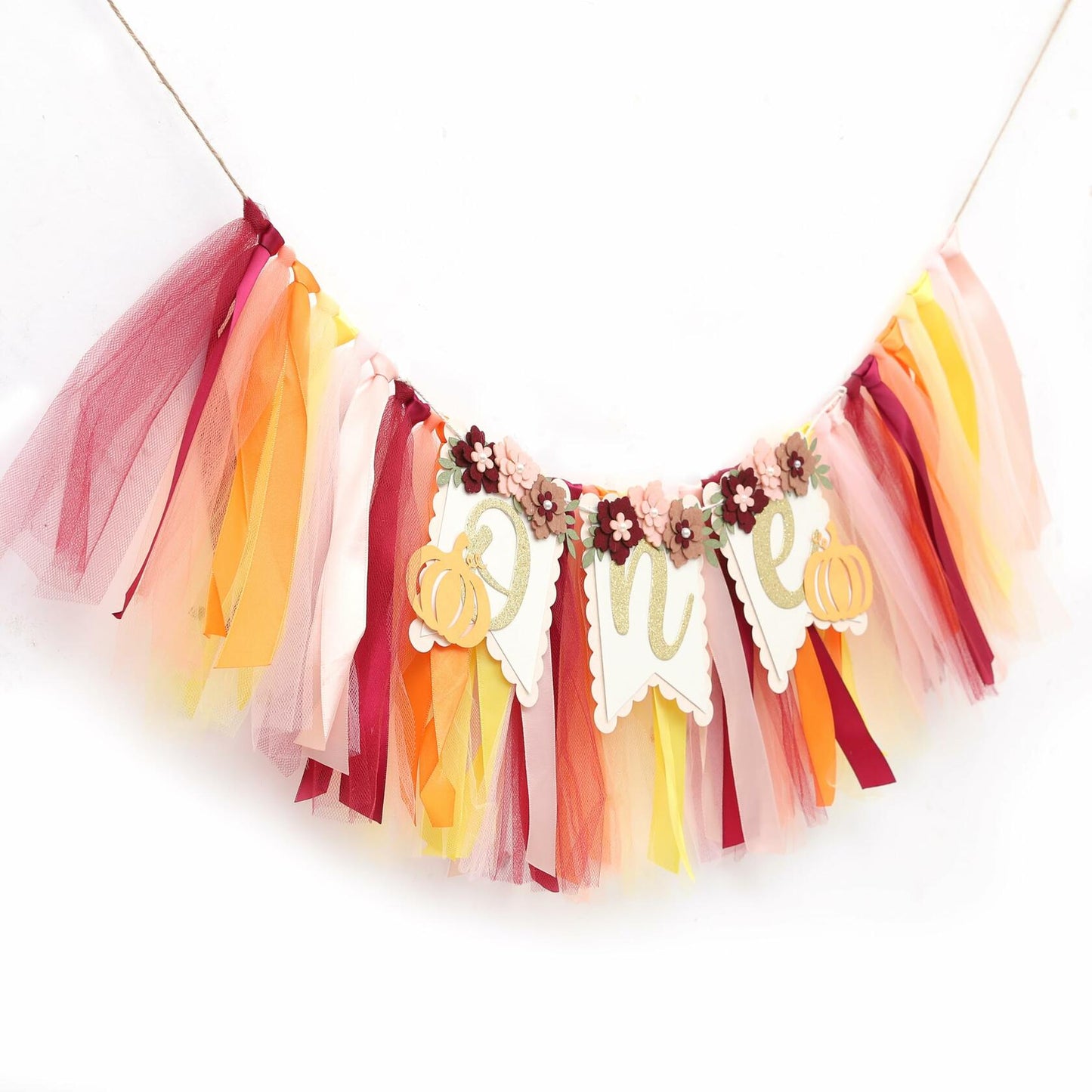 TUTOTU Our Little Pumpkin 1st One High Chair Banner Yellow Autumn Fall