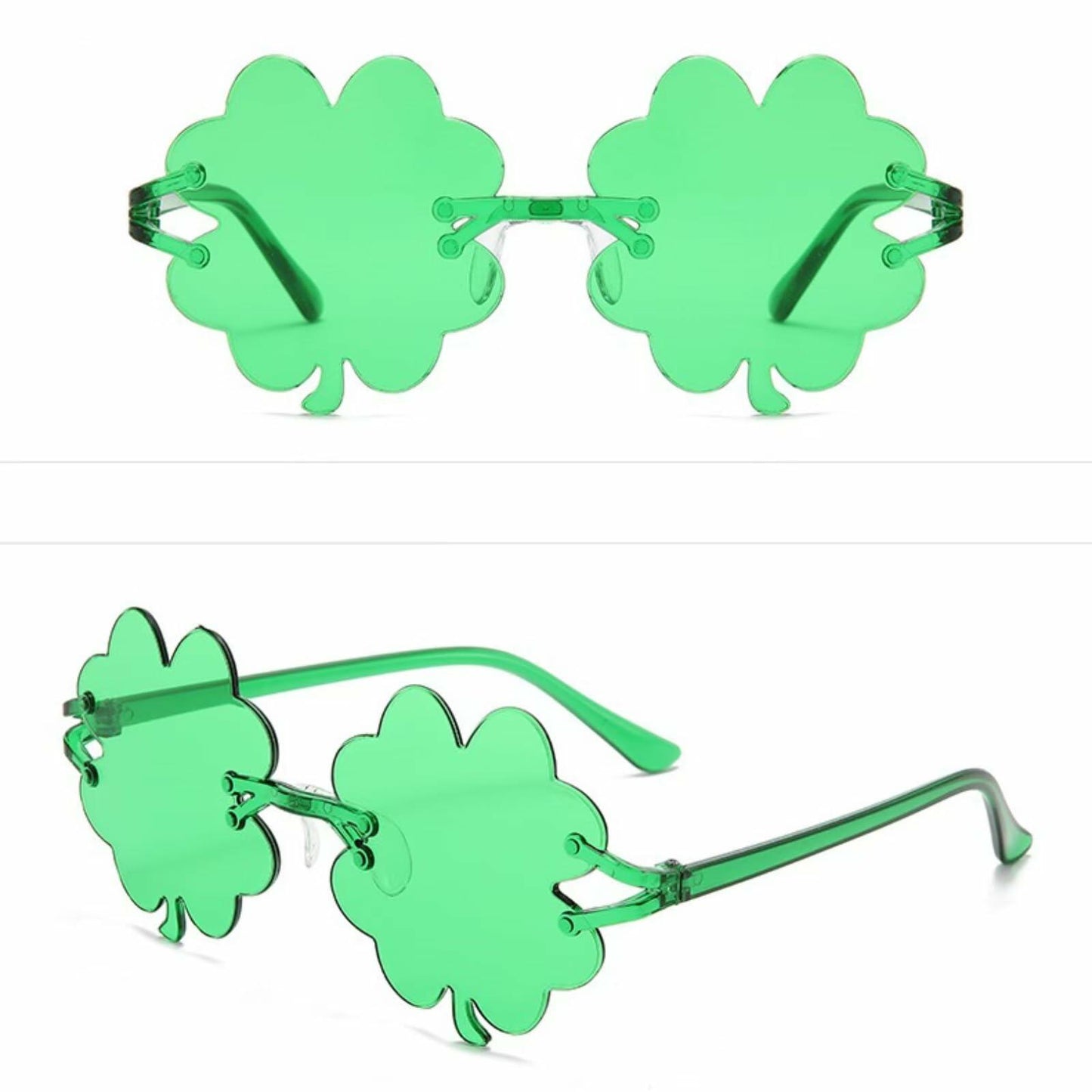 YYKITCHEN St Patrick's Day Shamrock Sunglasses Headband Earrings Green Acrylic