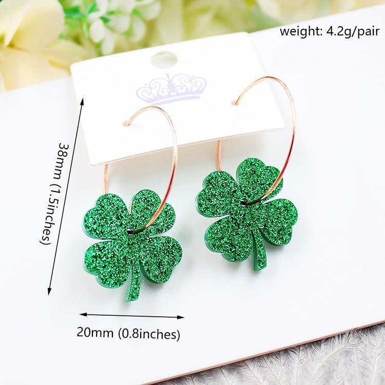 YYKITCHEN St Patrick's Day Shamrock Sunglasses Headband Earrings Green Acrylic