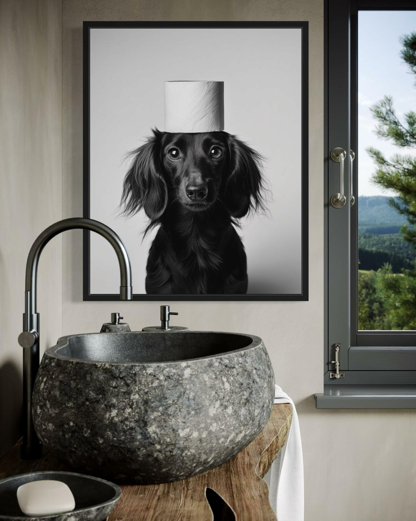 HomeArtPrint Dachshund Bathroom Wall Art Poster 8x10 inches Unframed