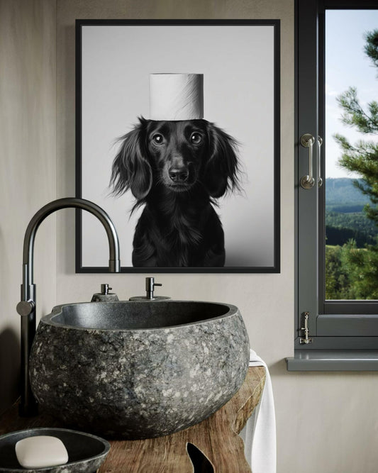 HomeArtPrint Dachshund Bathroom Wall Art Poster 8x10 inches Unframed