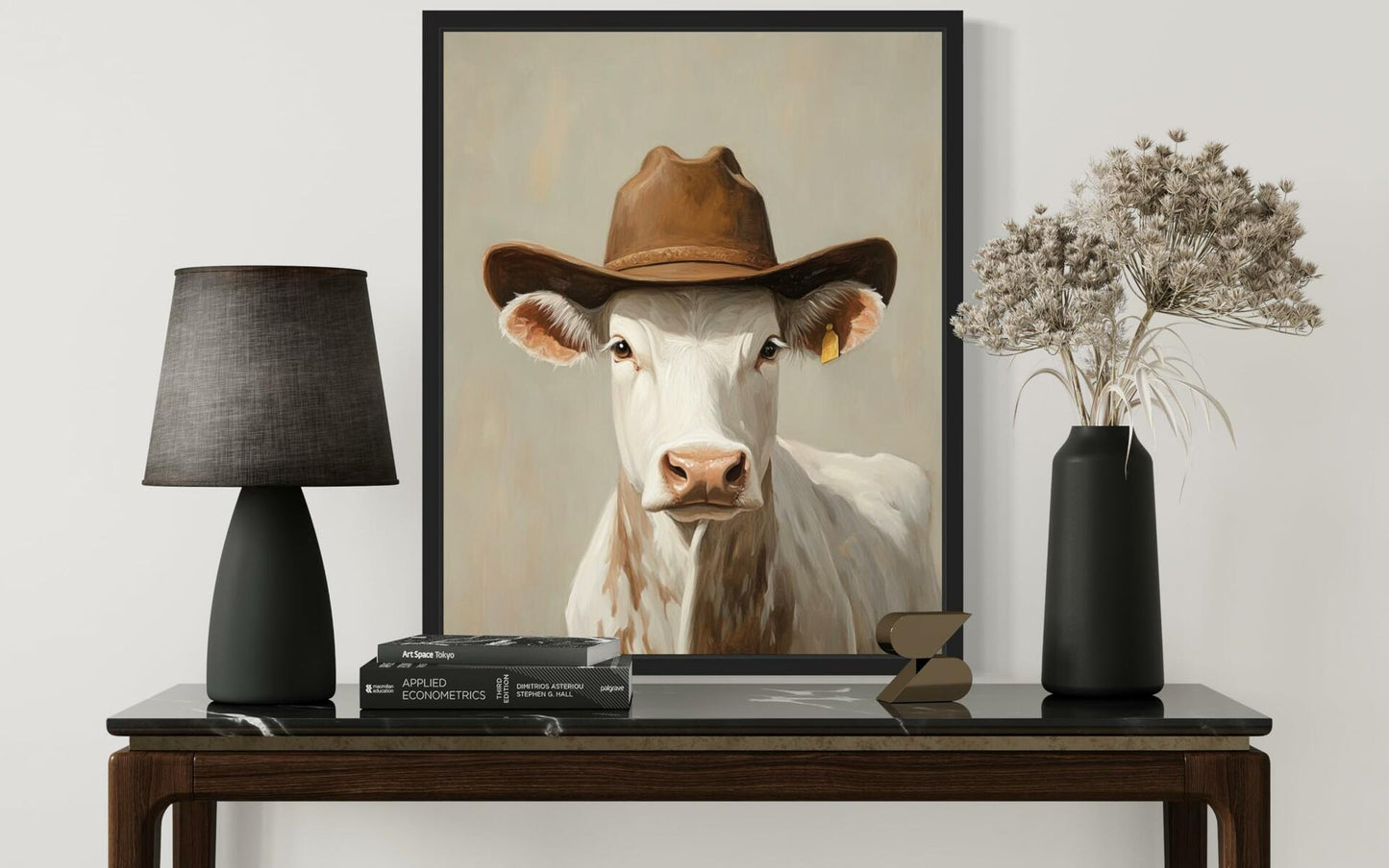 HomeArtPrint Silly Cow Cowboy Art Print Poster Western Farmhouse 8x10 Unframed