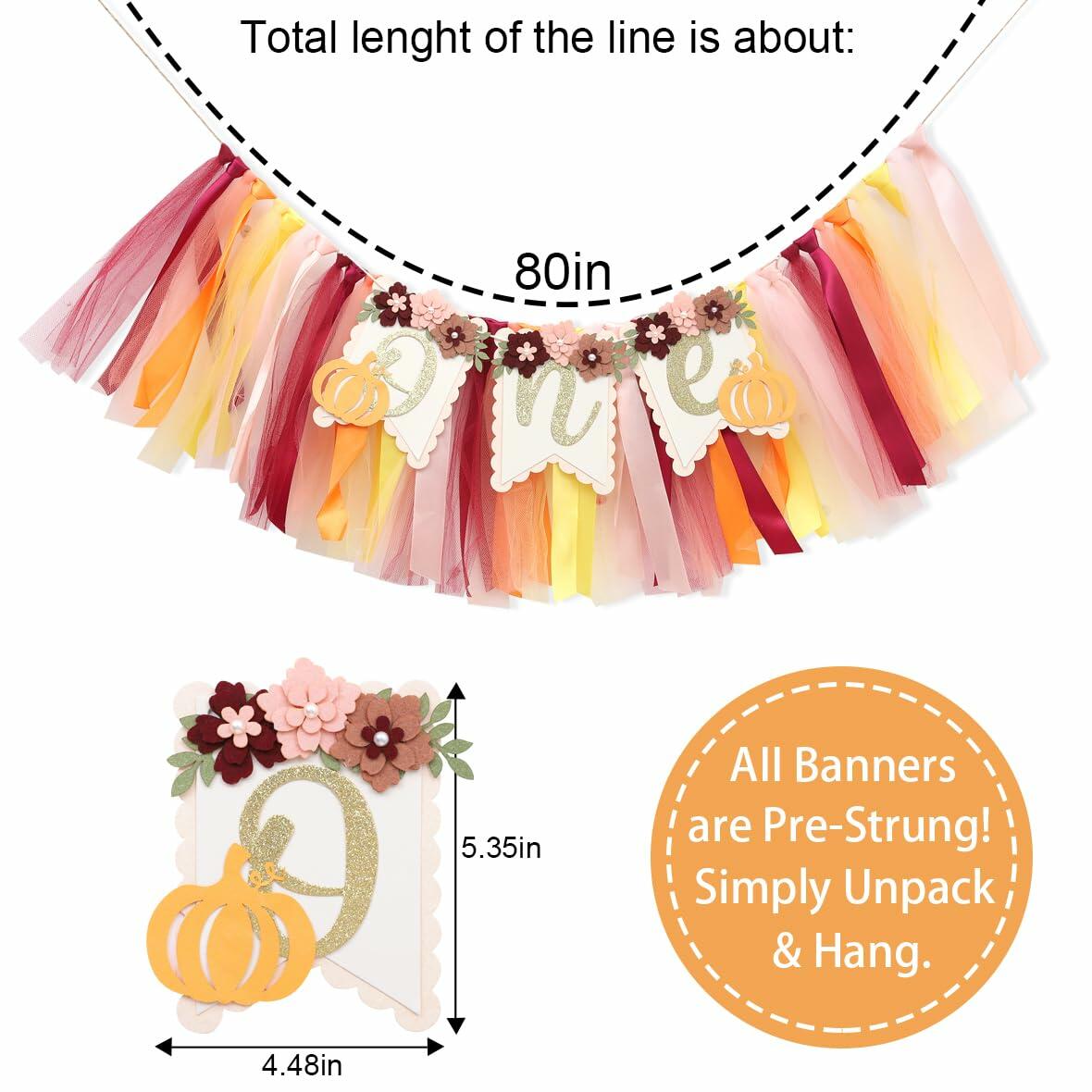 TUTOTU Our Little Pumpkin 1st One High Chair Banner Yellow Autumn Fall