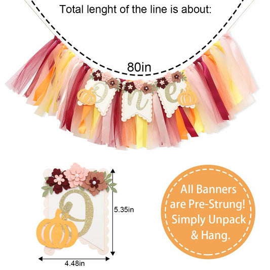 TUTOTU Our Little Pumpkin 1st One High Chair Banner Yellow Autumn Fall