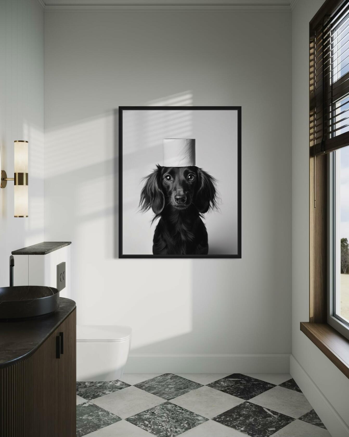 HomeArtPrint Dachshund Bathroom Wall Art Poster 8x10 inches Unframed