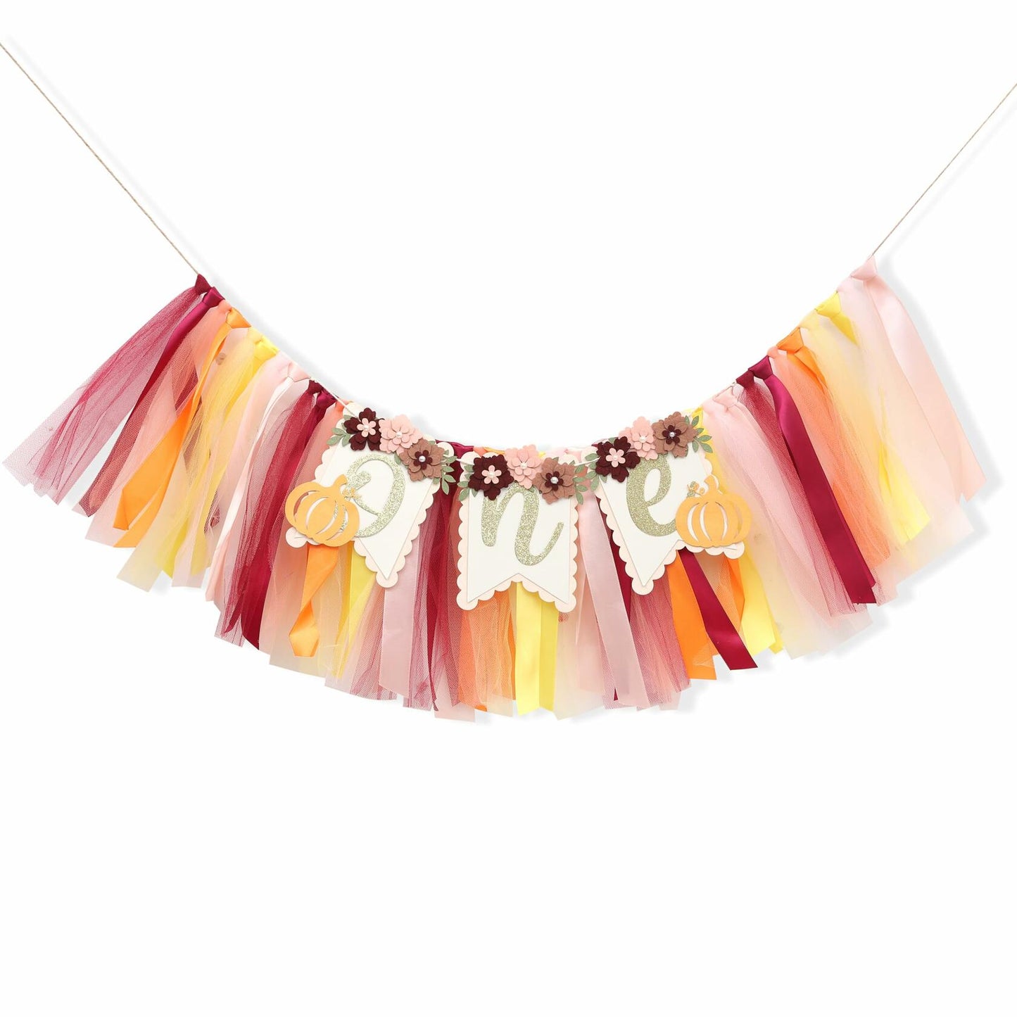 TUTOTU Our Little Pumpkin 1st One High Chair Banner Yellow Autumn Fall