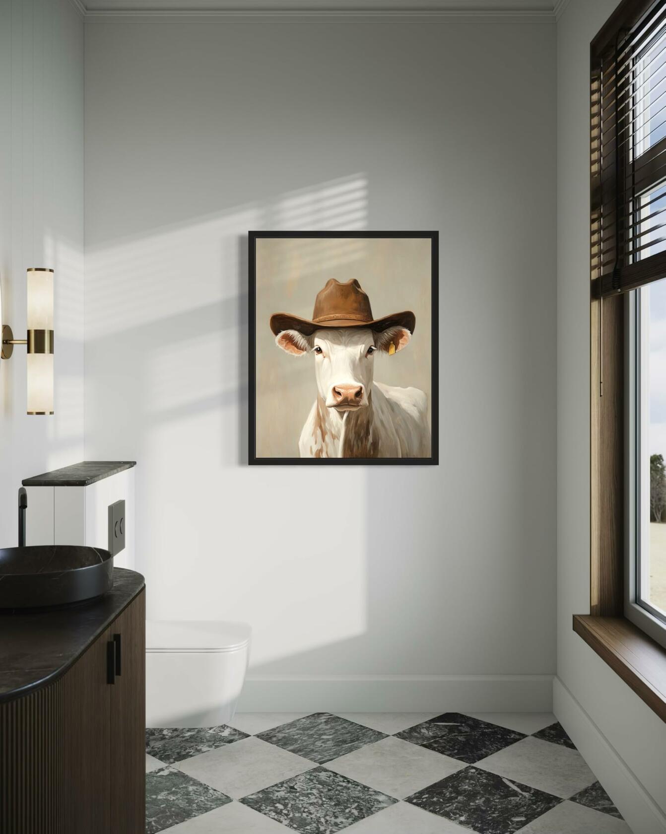 HomeArtPrint Silly Cow Cowboy Art Print Poster Western Farmhouse 8x10 Unframed